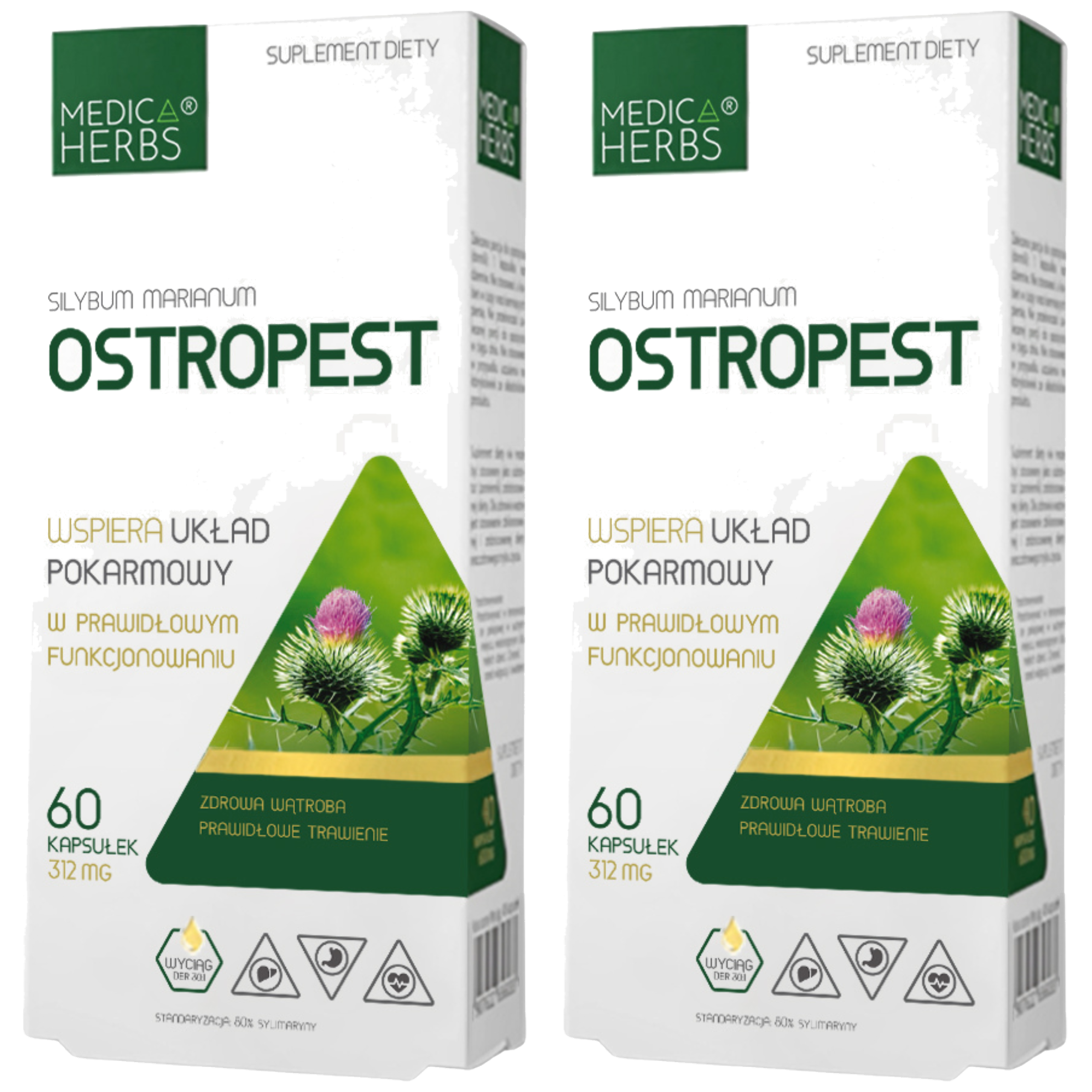 MEDICA HERBS - Ostropest 312mg (Silybum Marianum) - 2x 60caps.