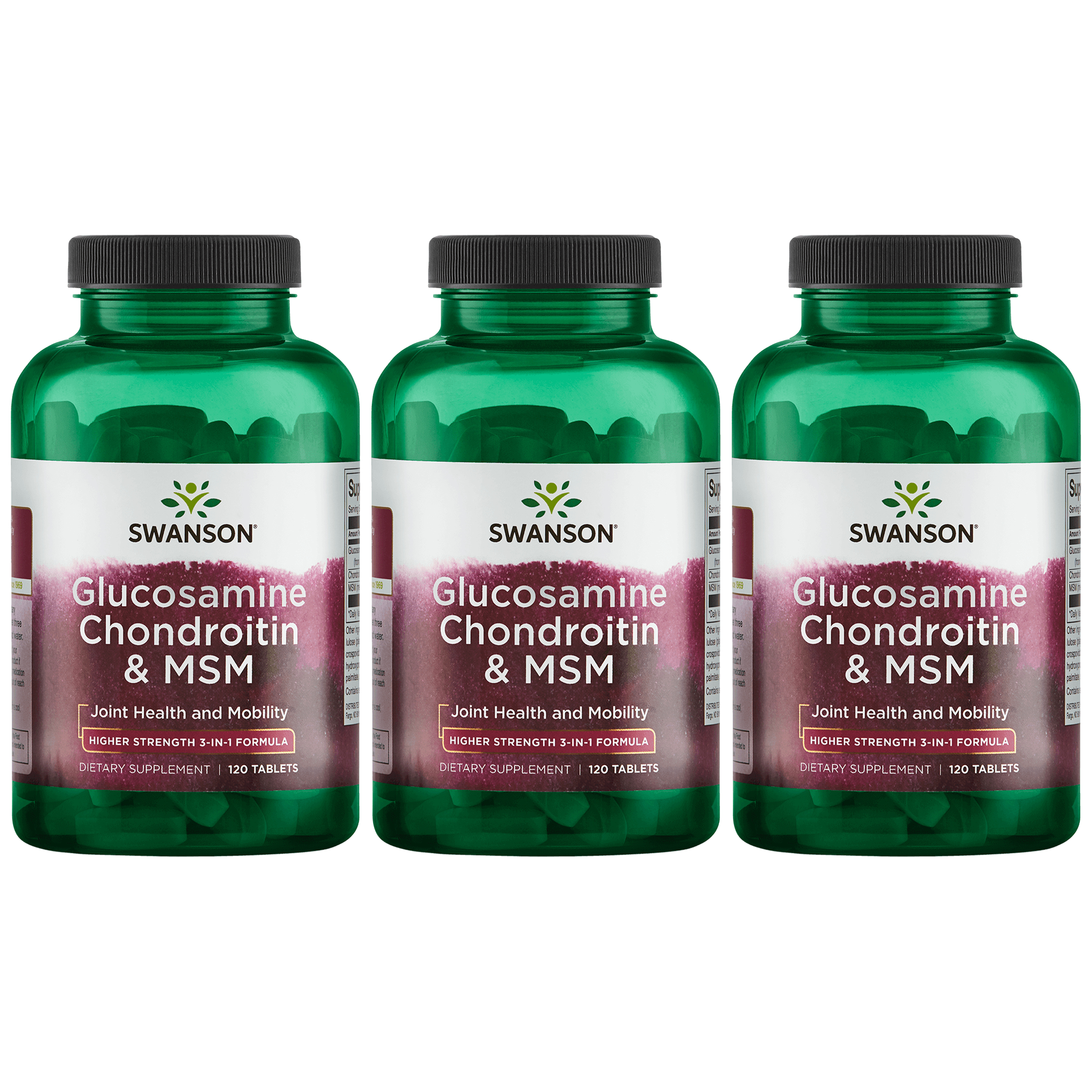 SWANSON Glucosamine Chondroitin & MSM 500/400/200 - 120tabs - 3x Glukozamina Chondroityna MSM