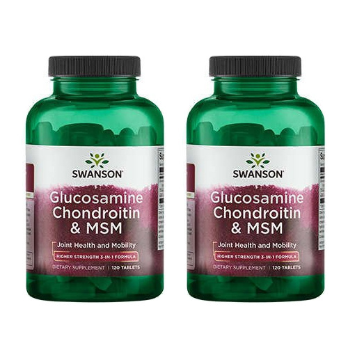 SWANSON Glucosamine Chondroitin & MSM 500/400/200 - 120tabs - 2x Glukozamina Chondroityna MSM