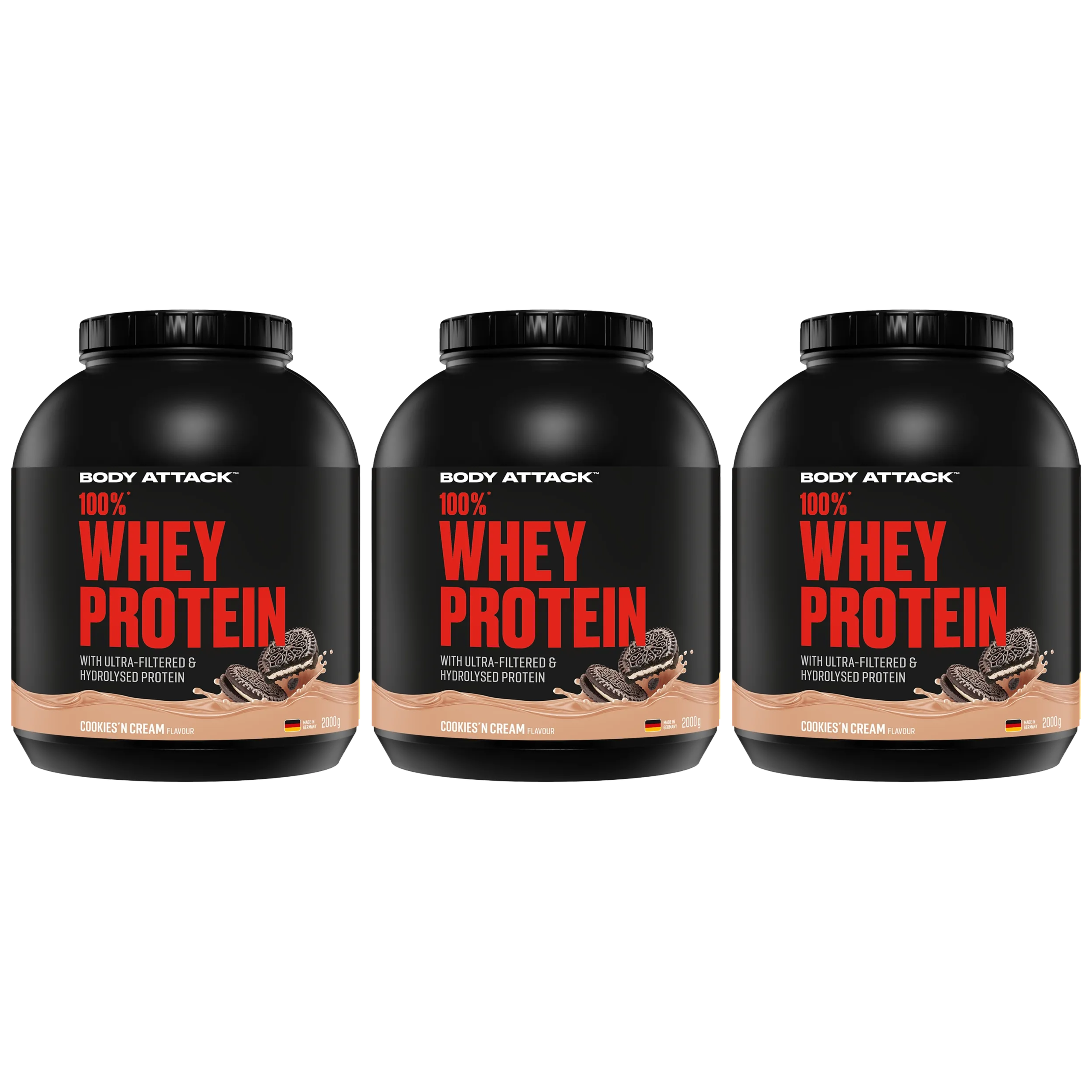 BODY ATTACK - 100% Whey Protein - 3x 2000g