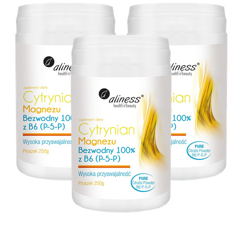 ALINESS - Cytrynian Magnezu Bezwodny 100% z B6 - 3x 250g