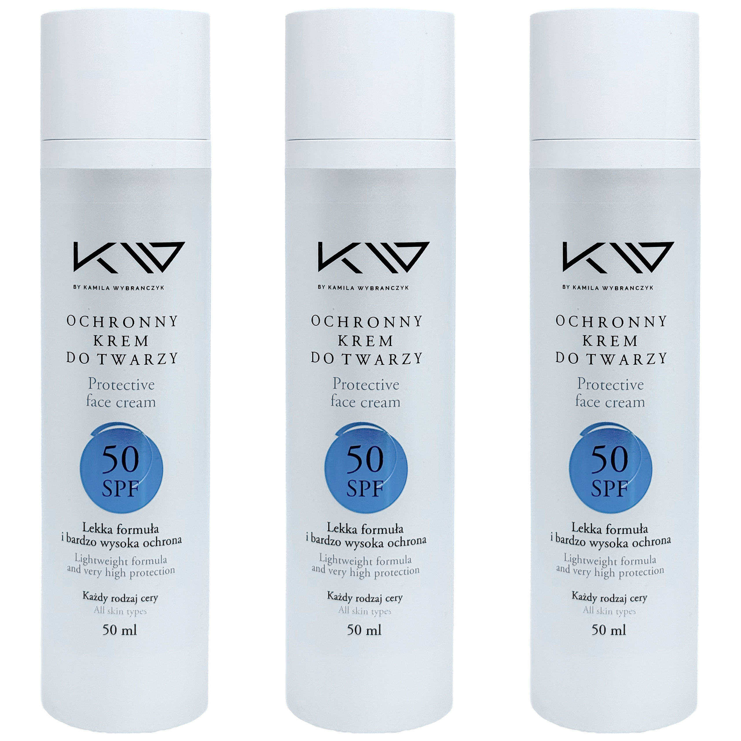 KAMILA WYBRAŃCZYK - Ochronny Krem do Twarzy SPF 50 - 3x 50ml