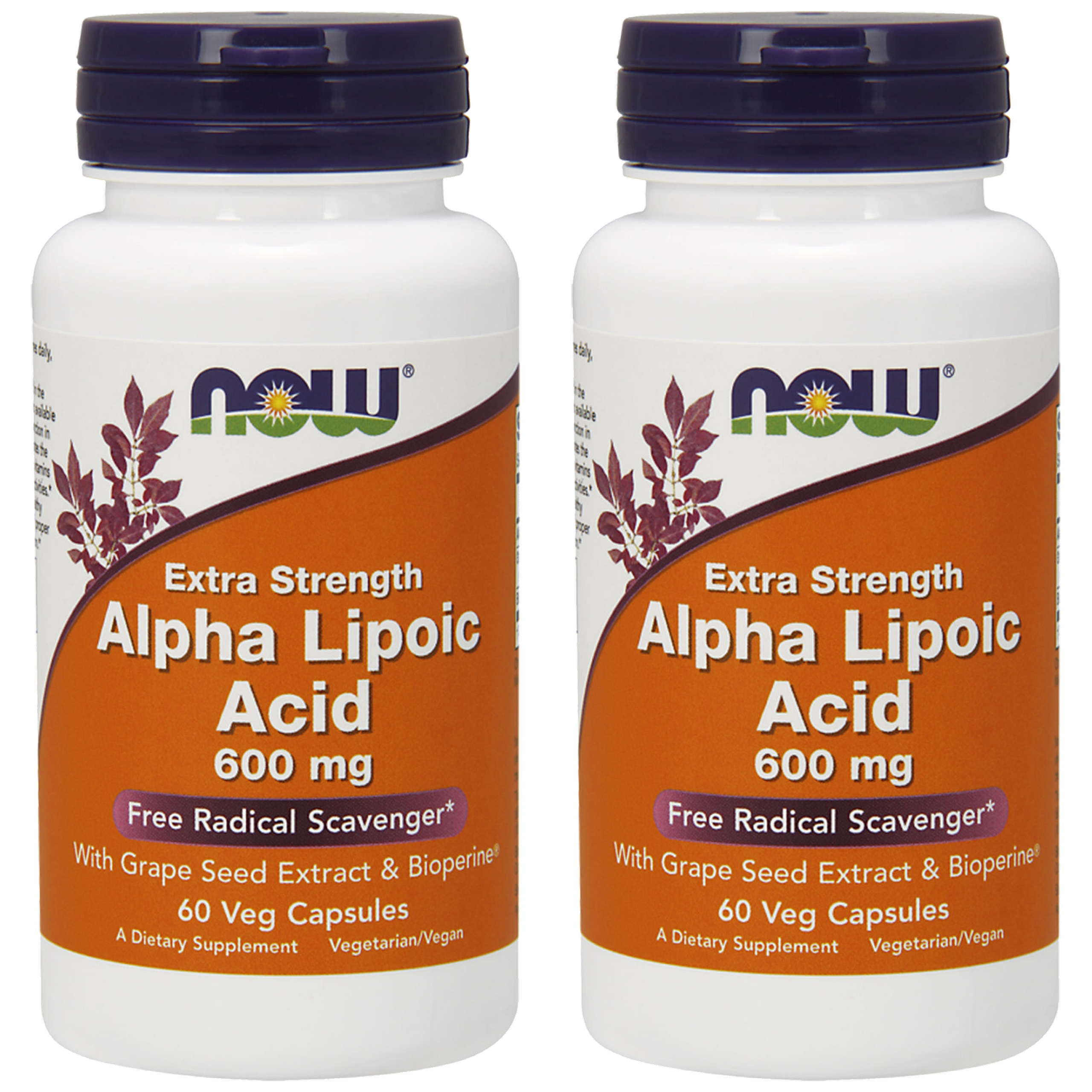 NOW Alpha Lipoic Acid 600mg - 2x 60vegcaps.