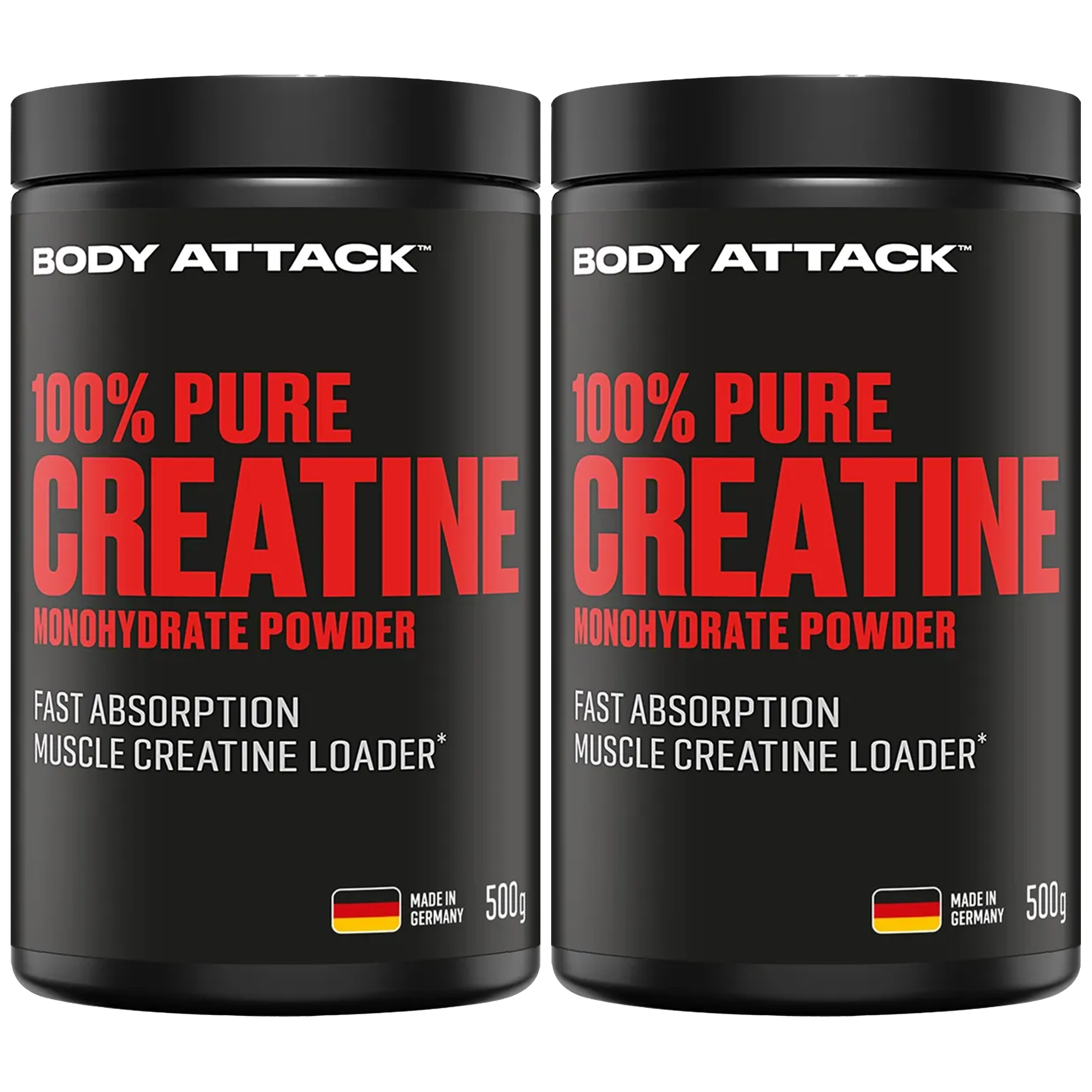 BODY ATTACK 100% Pure Creatine - 2x 500g