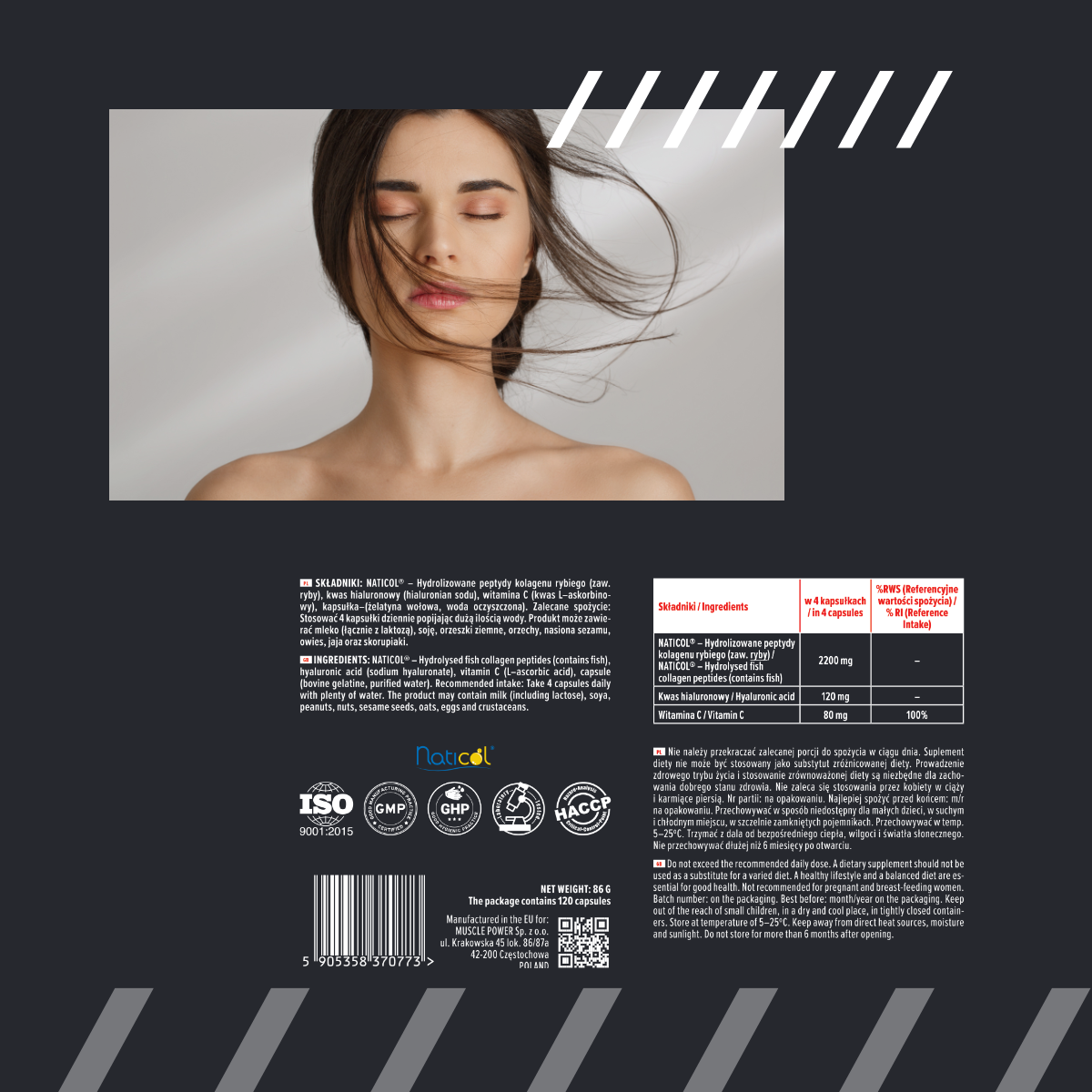 MP NUTRITION Marine Collagen 550mg - 120caps - Kolagen Rybi Naticol