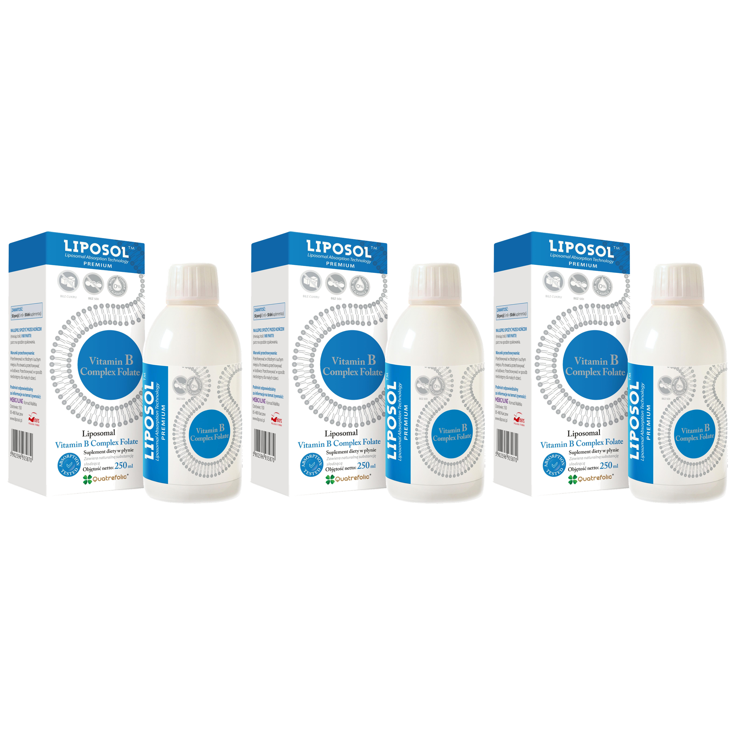 ALINESS - Liposol Witamina B Complex Liposomalna - 3x 250ml