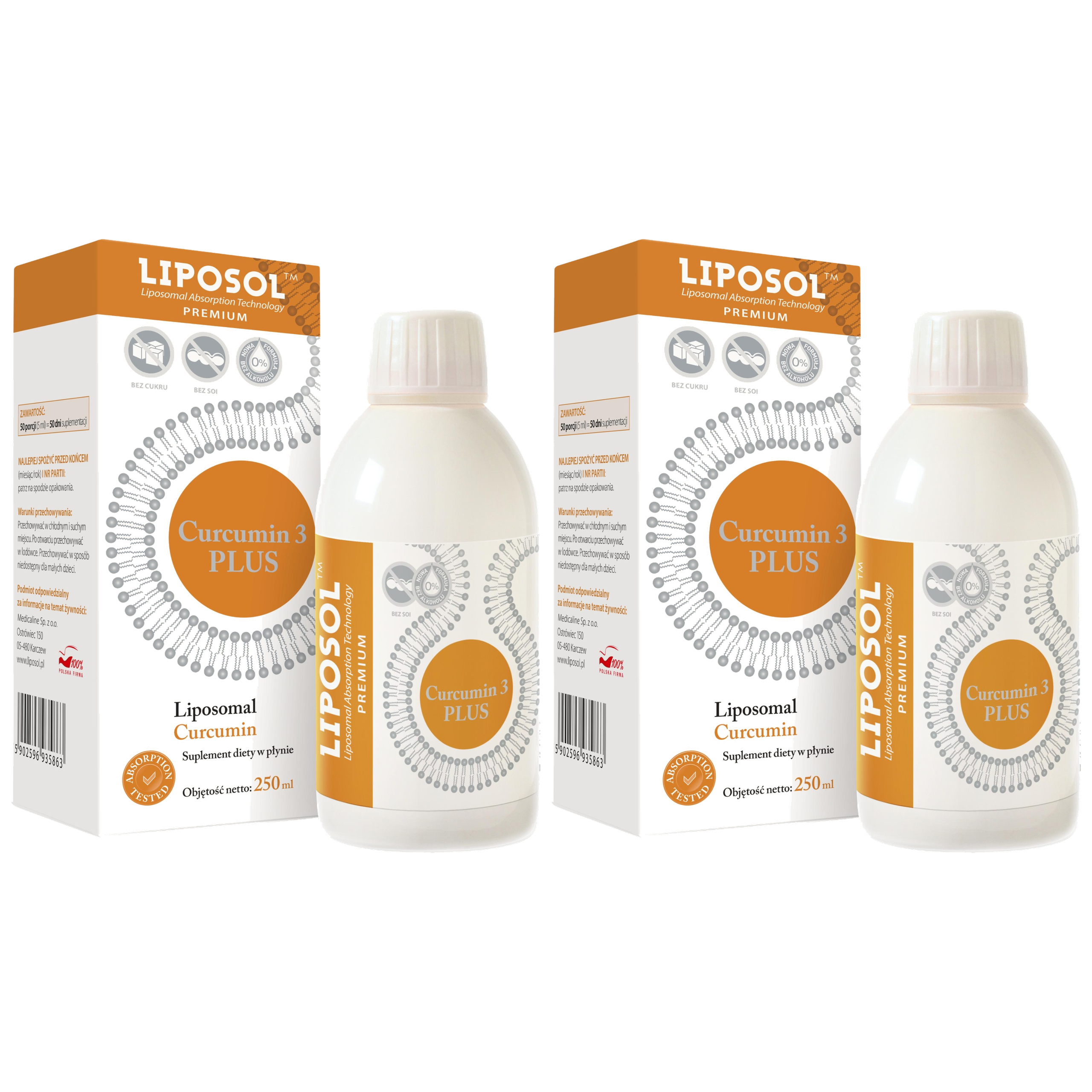ALINESS - Liposol Curcumina 3 Plus Liposomalna - 2x 250ml