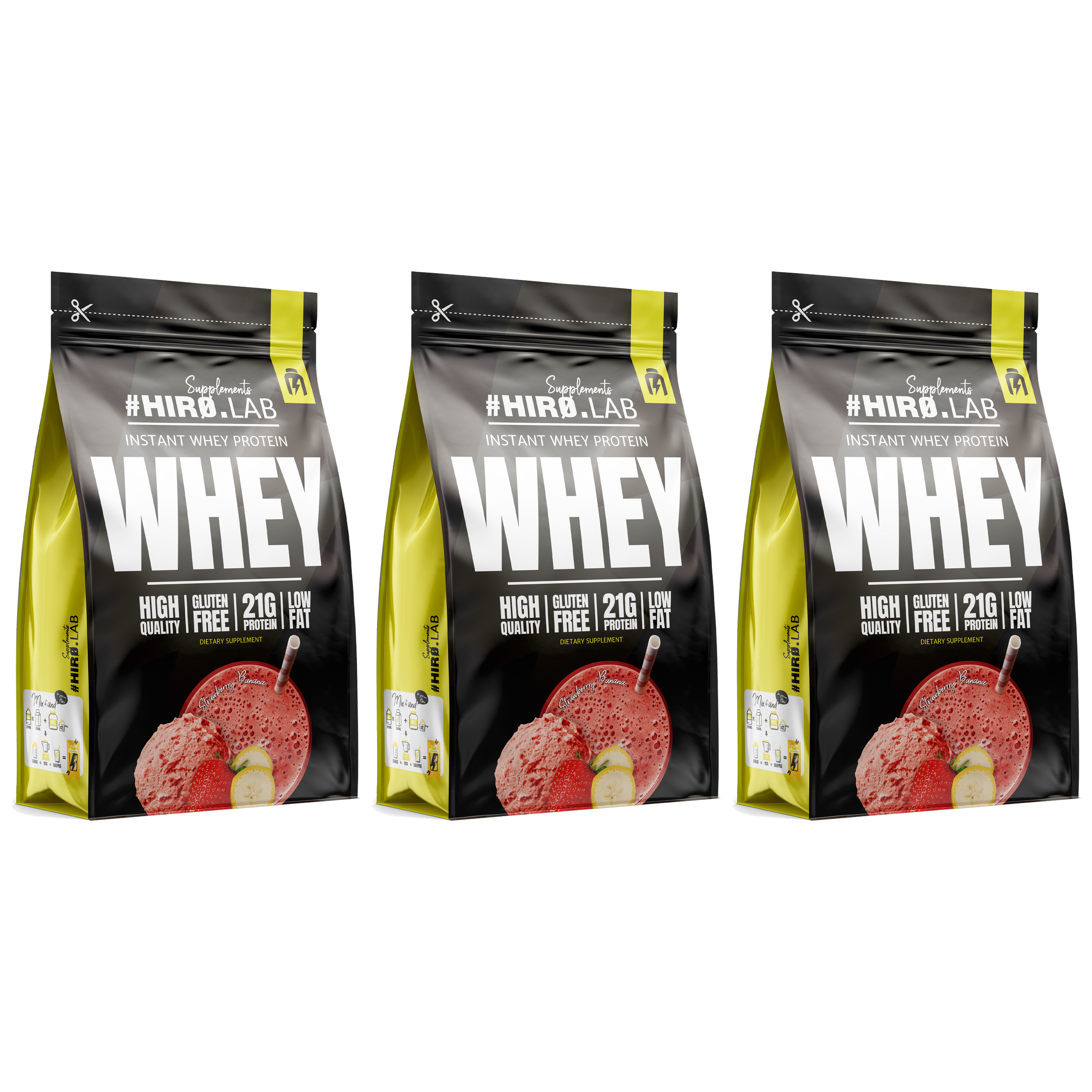 HIRO.LAB Instant Whey Protein - 3x 750g