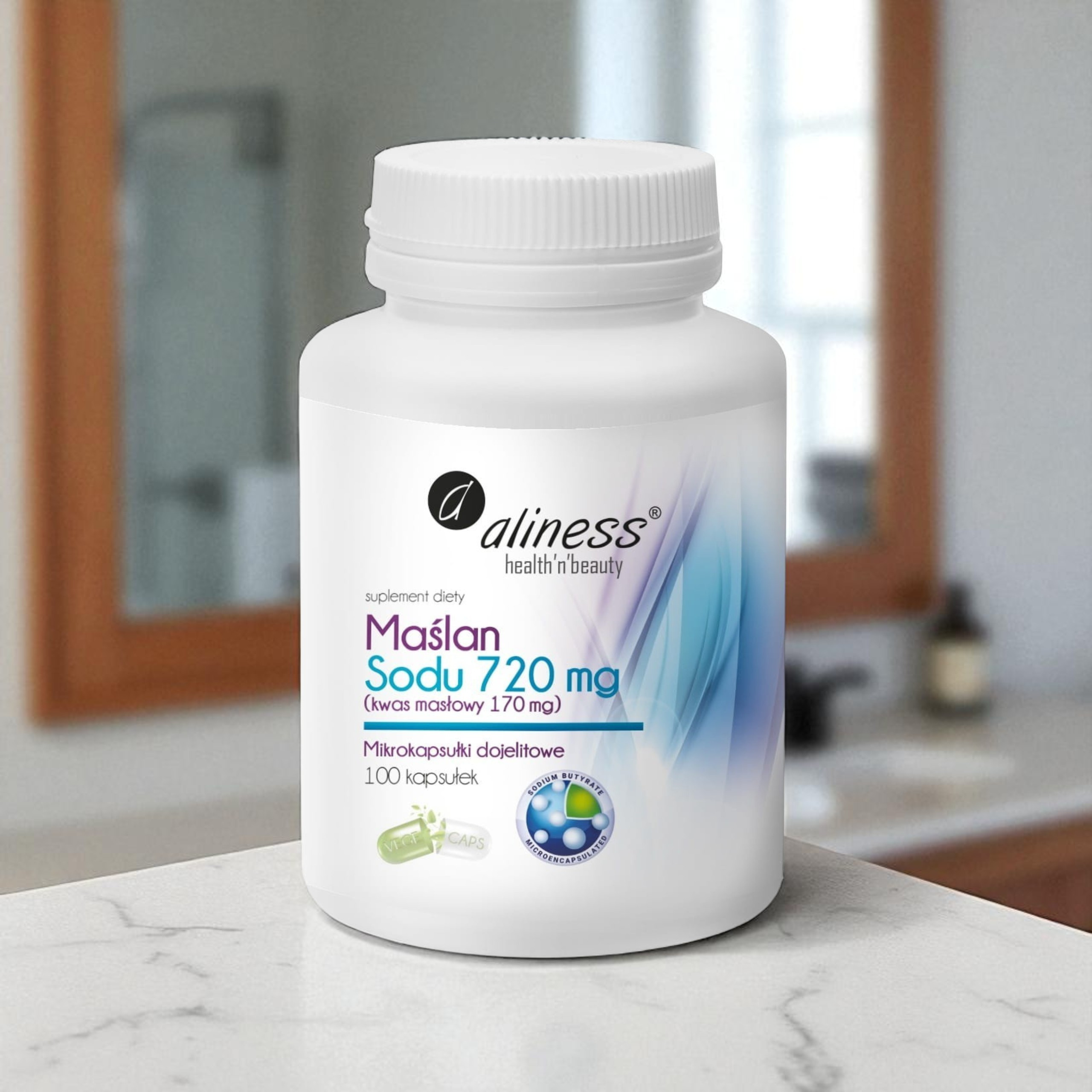 Maślan Sodu 720mg Kwas Masłowy 170mg. - 100caps.