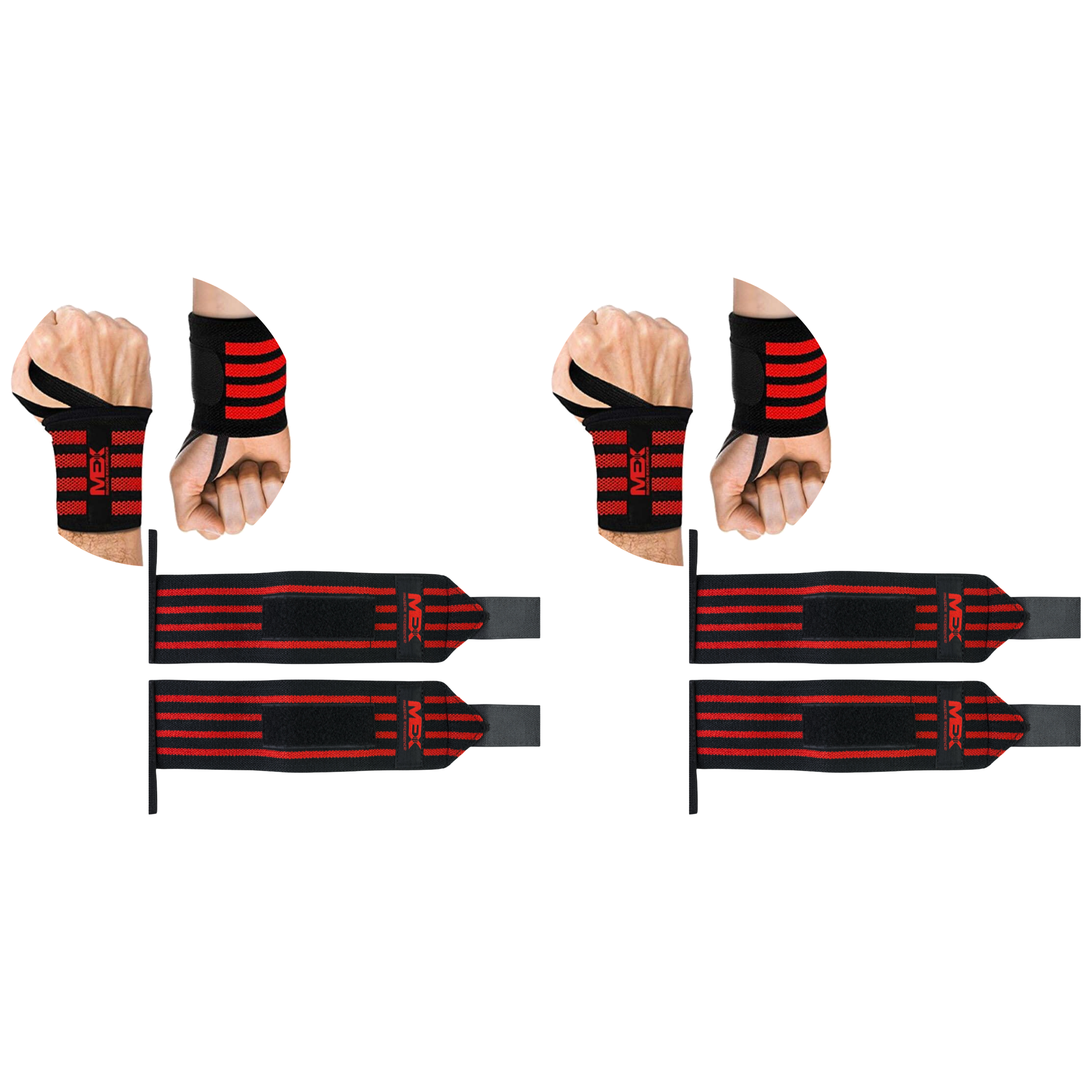 MEX SPORT - Wrist Wraps Mex - Red - 2x 30cm