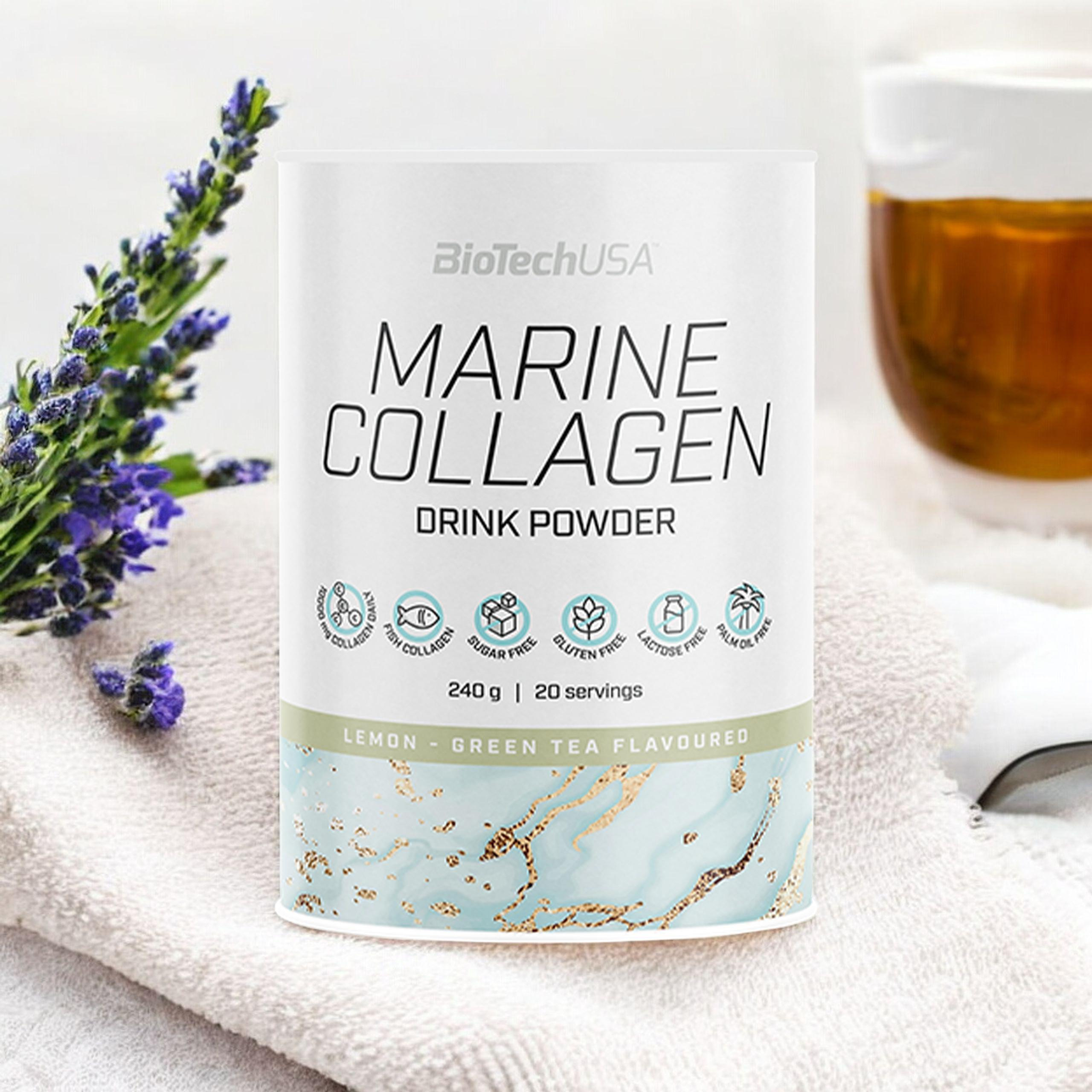 BioTech USA Marine Collagen Drink Powder - 2x 240g - Lemon Green Tea