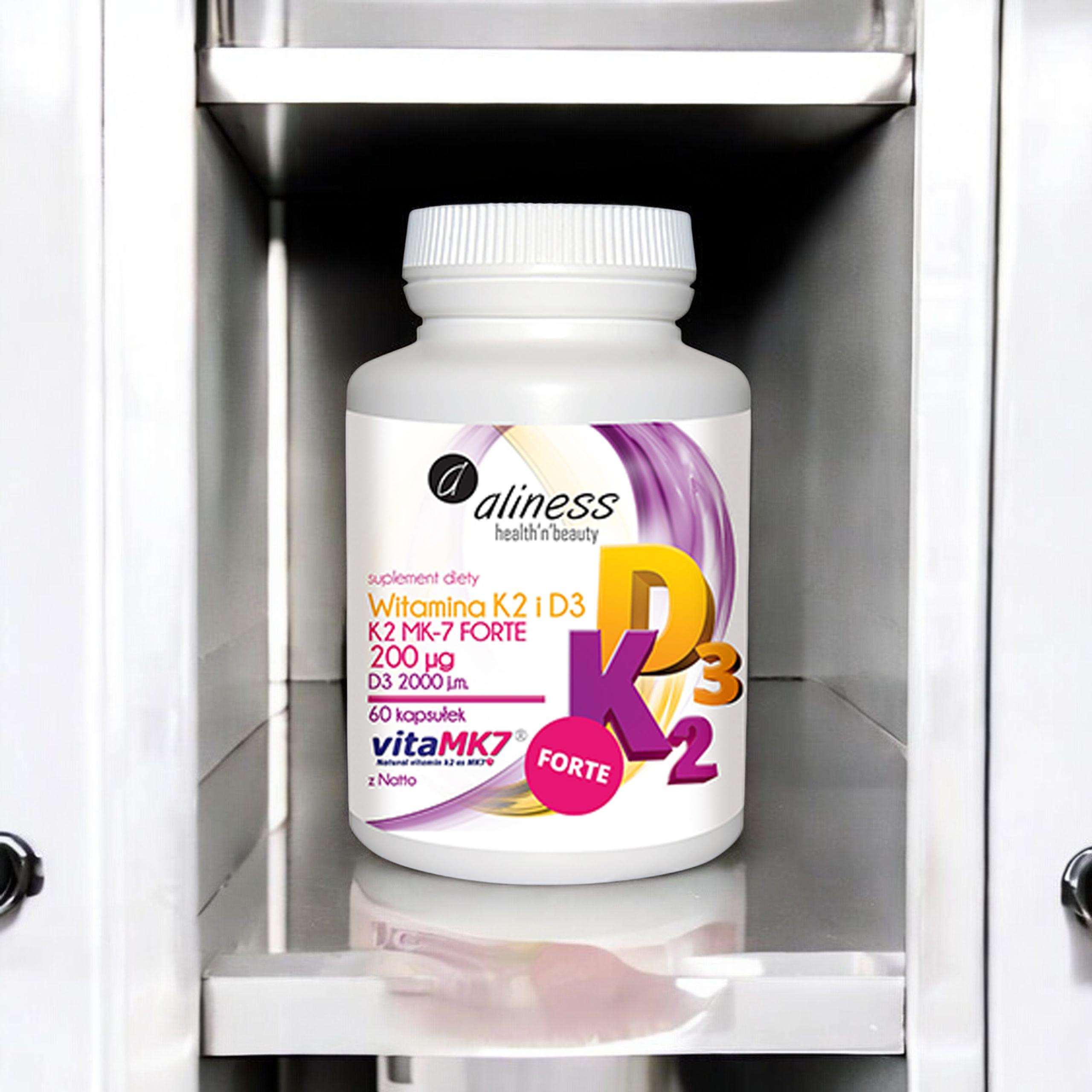 ALINESS - Witamina K2MK7 FORTE 200mcg + D3 50mcg - 60caps.