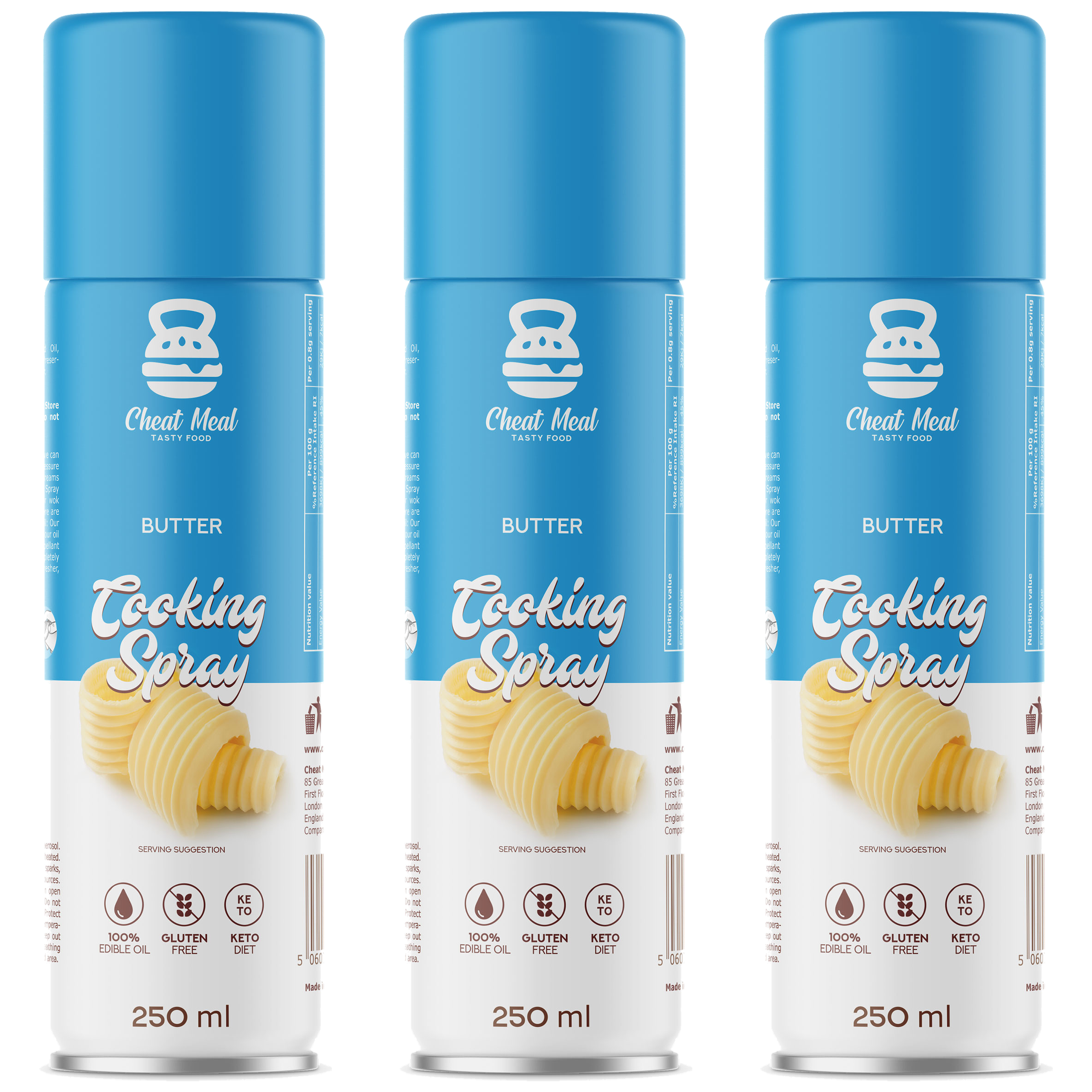 Cheat Meal Nutrition Cooking Spray Butter - Spray do smażenia Maślany - 3x 250ml