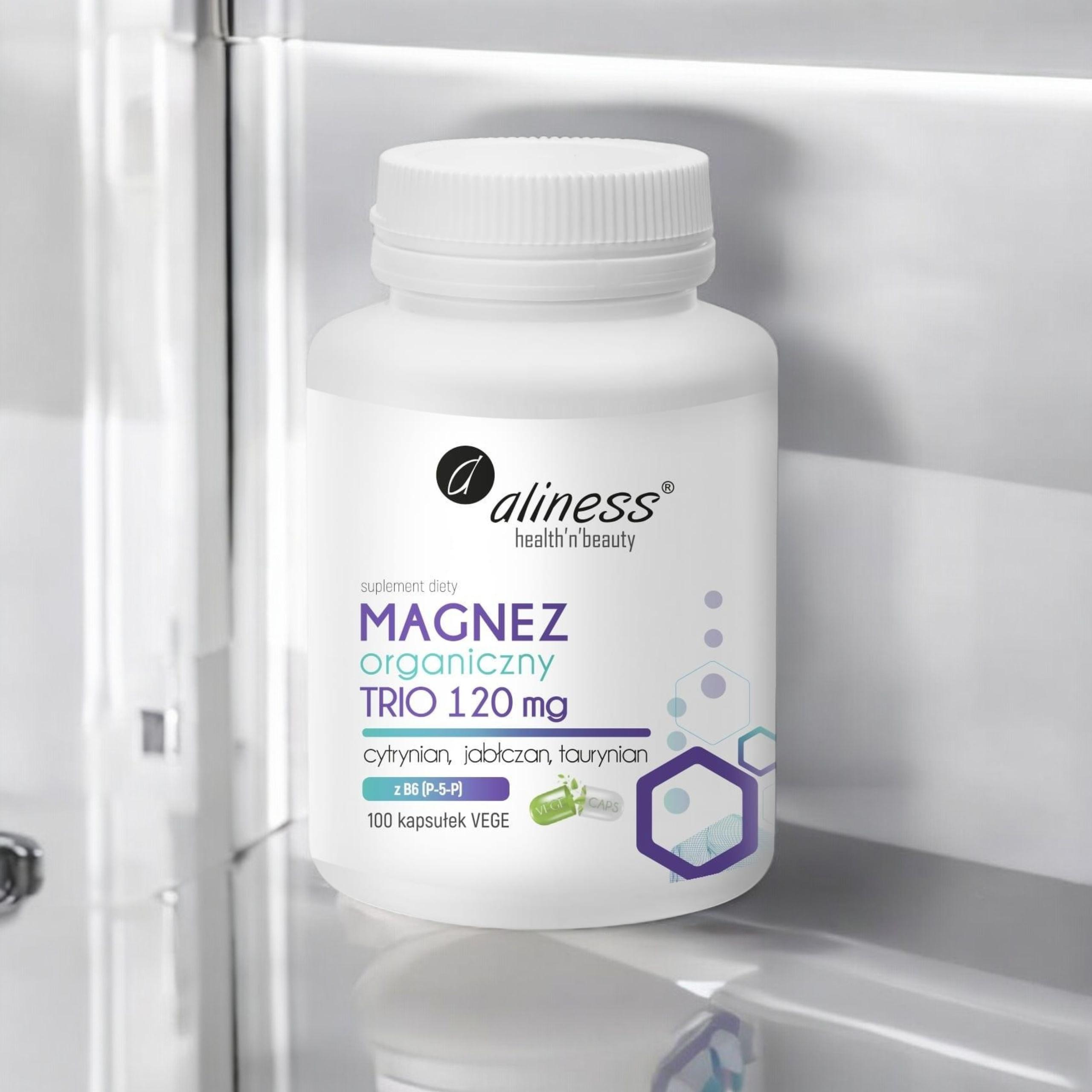 ALINESS - Magnez Organiczny TRIO 120mg - 2x 100vcaps.