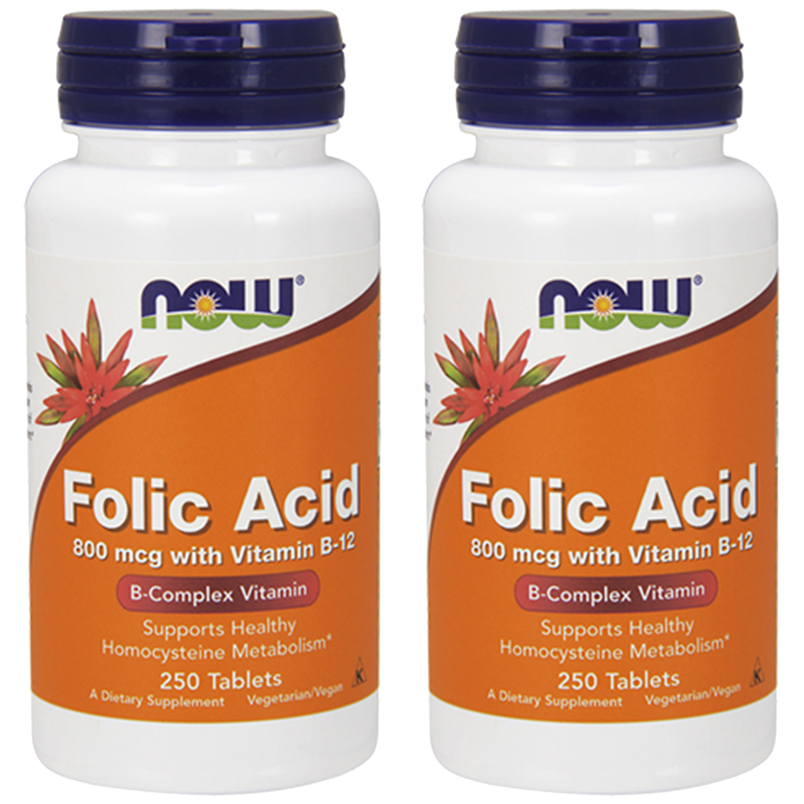 NOW Folic Acid 800mcg - 2x 250tabs.
