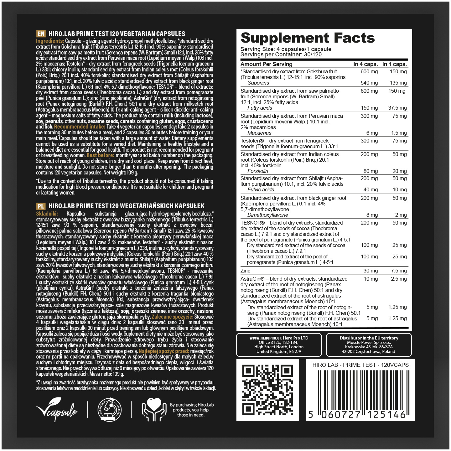 Zestaw HIRO.LAB Prime Test - 120vcaps. + Magnet - 90vcaps.