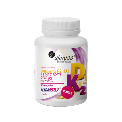 ALINESS - Witamina K2MK7 FORTE 200mcg + D3 50mcg - 60caps.