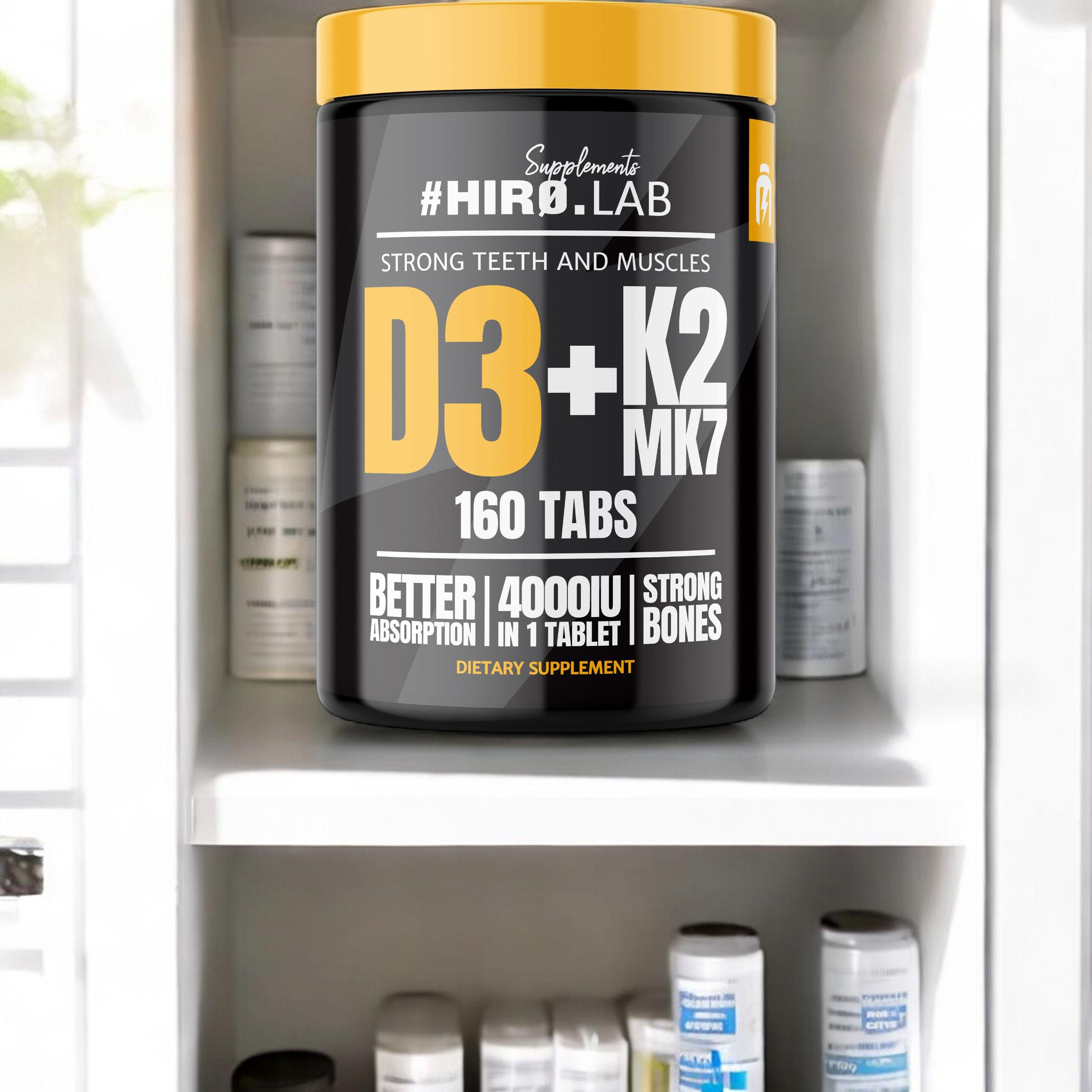 HIRO.LAB Vitamin D3 4000IU + K2 MK7 - 160tabs.