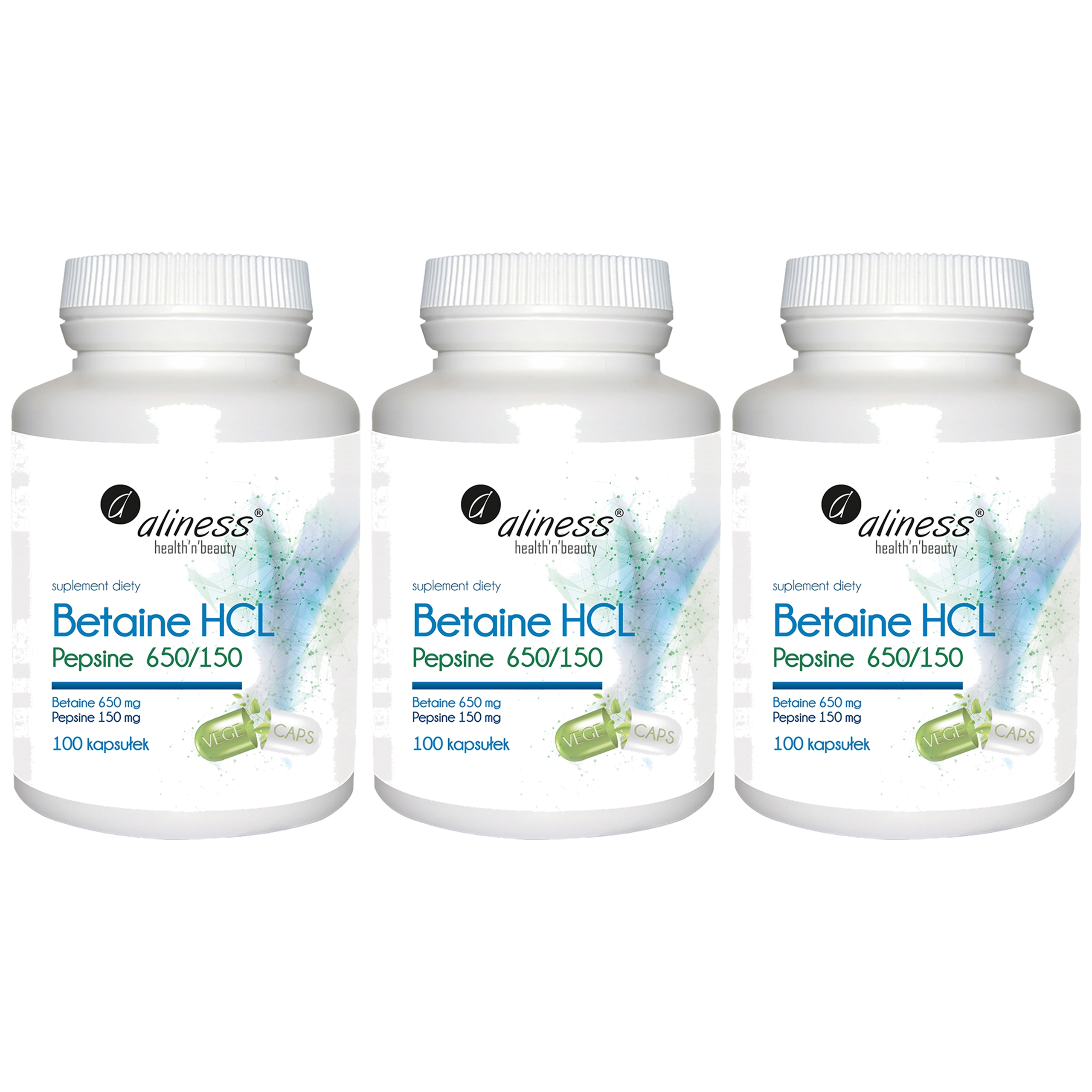 ALINESS - Betaine HCL Pepsine 650/150 - 3x 100caps.
