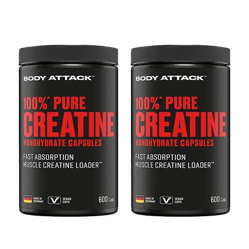 BODY ATTACK 100% Pure Creatine - 2x 600caps