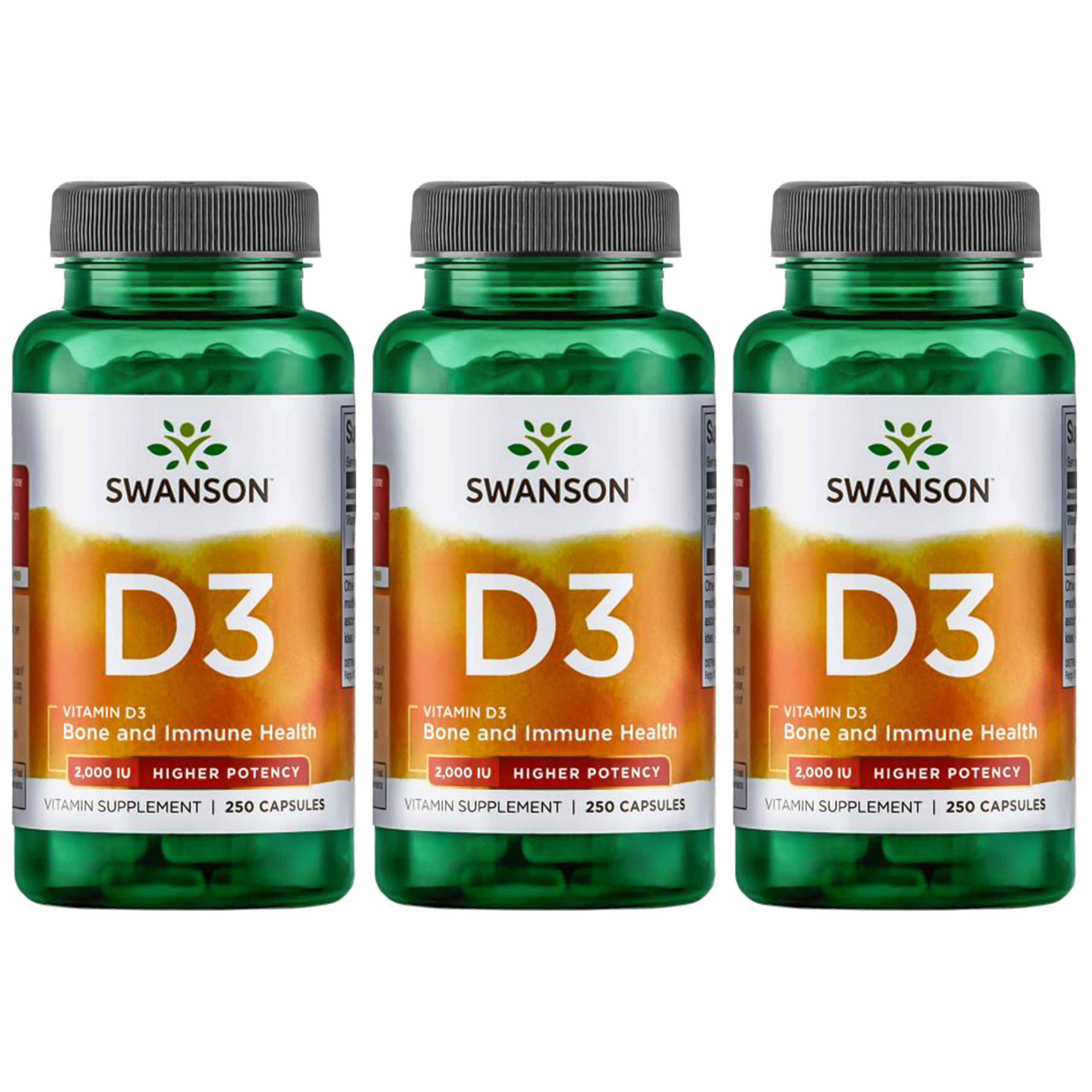 SWANSON Vitamin D-3 2000IU - 3x 250caps