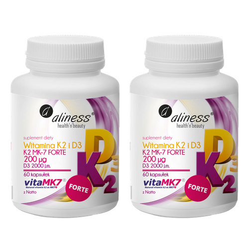 ALINESS - Witamina K2MK7 FORTE 200mcg + D3 50mcg - 2x 60caps.