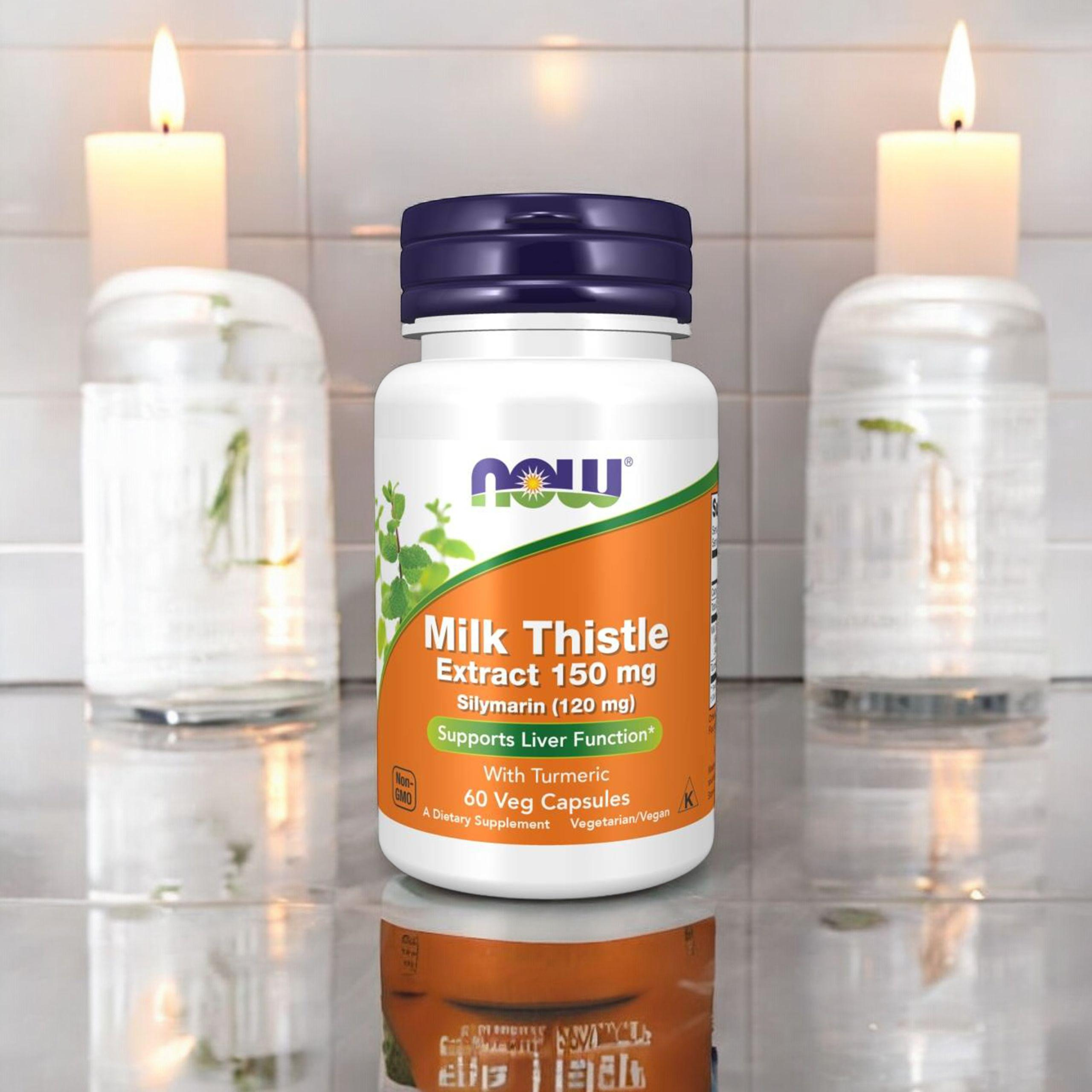 NOW Milk Thistle Extract 150mg Silymarin (120mg) with Turmeric - 60vcaps.