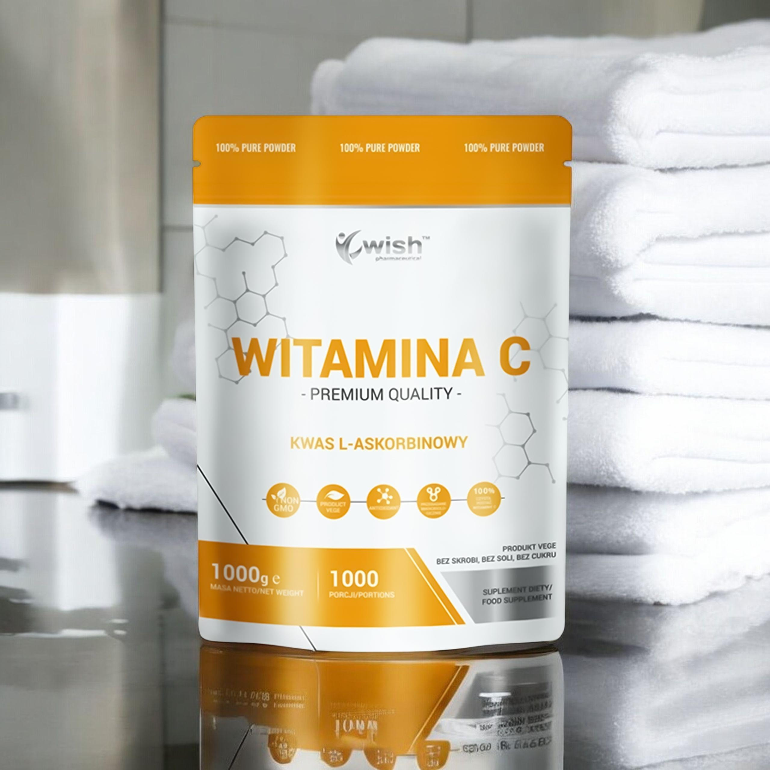 WISH Pharmaceutical Vitamin C 1000mg (Kwas L-Askorbinowy) - 3x 1000g