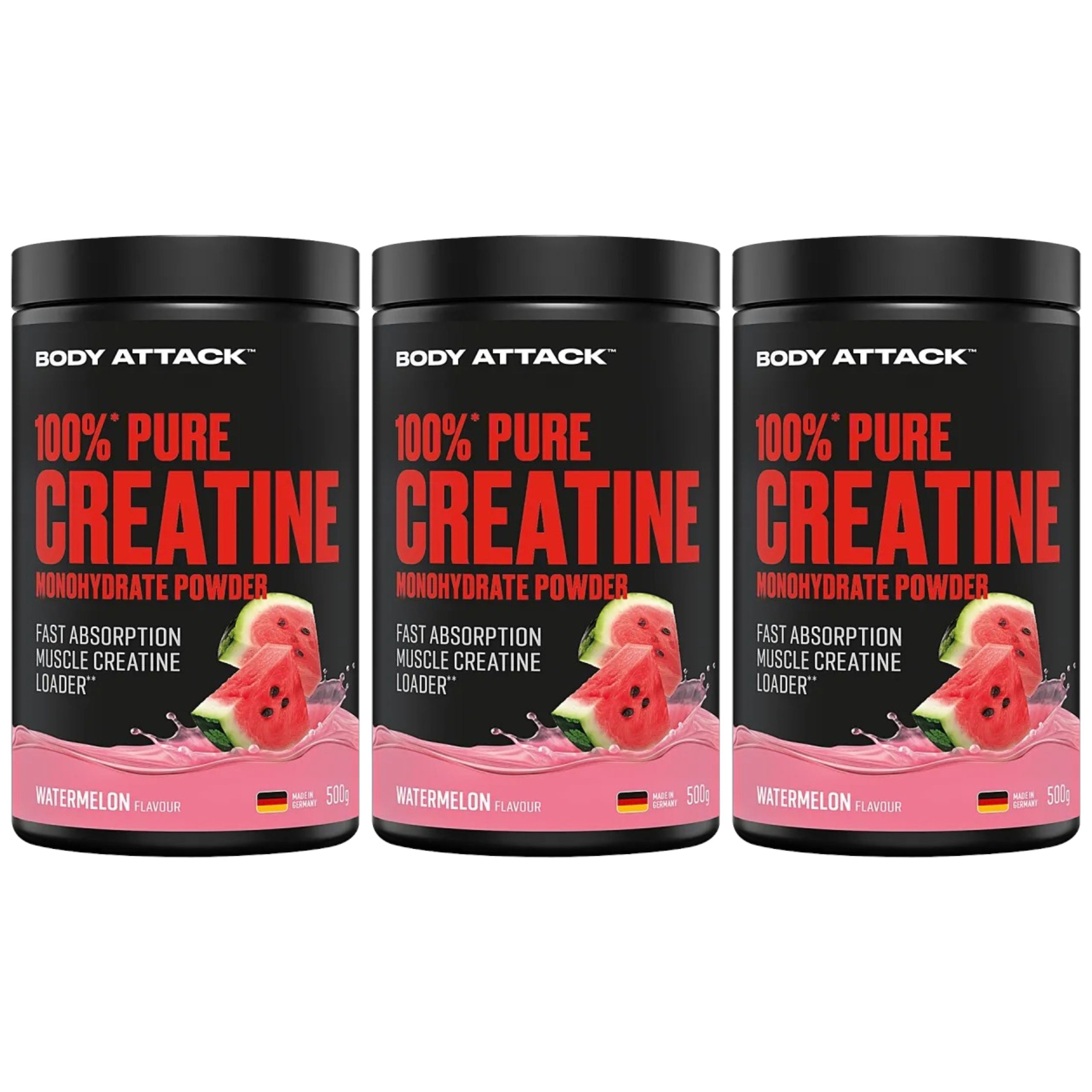 BODY ATTACK - 100% Pure Creatine - 3x 500g