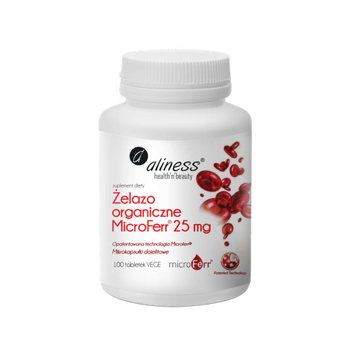 ALINESS - Żelazo Organiczne Microferr 25mg - 100tabs.