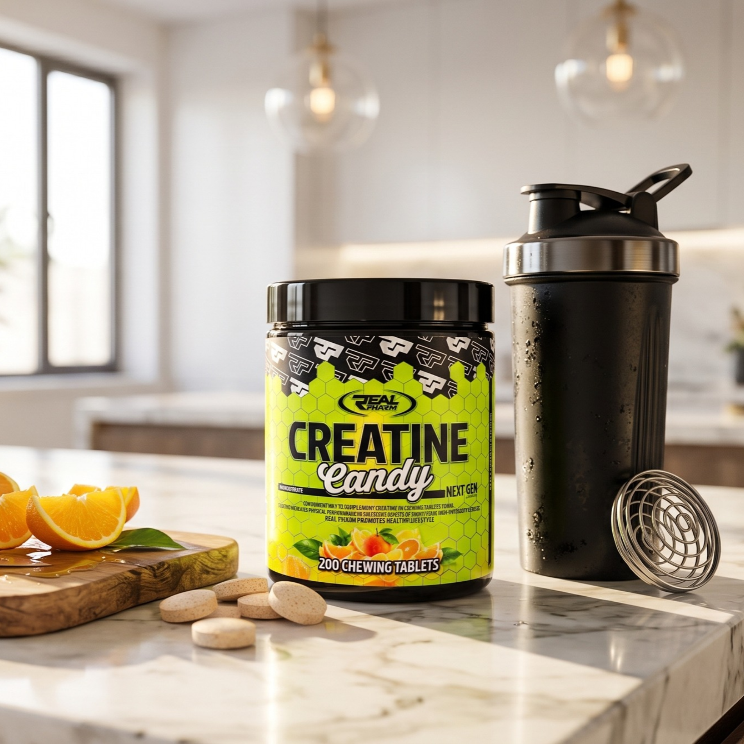 REAL PHARM - Creatine Candy - 200tabs do ssania - Orange