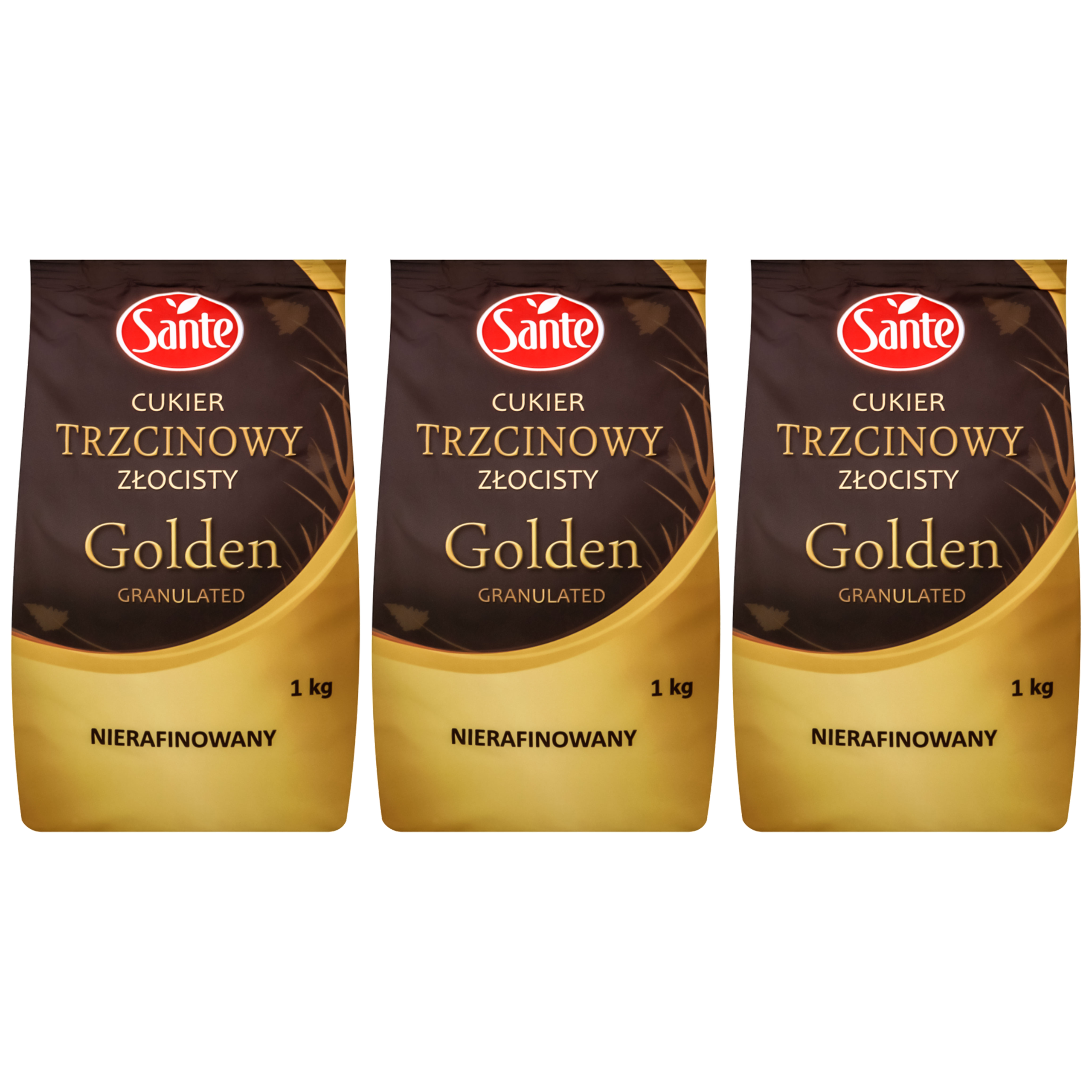 SANTE Cukier Trzcinowy Golden Granulated - 3x 1000g