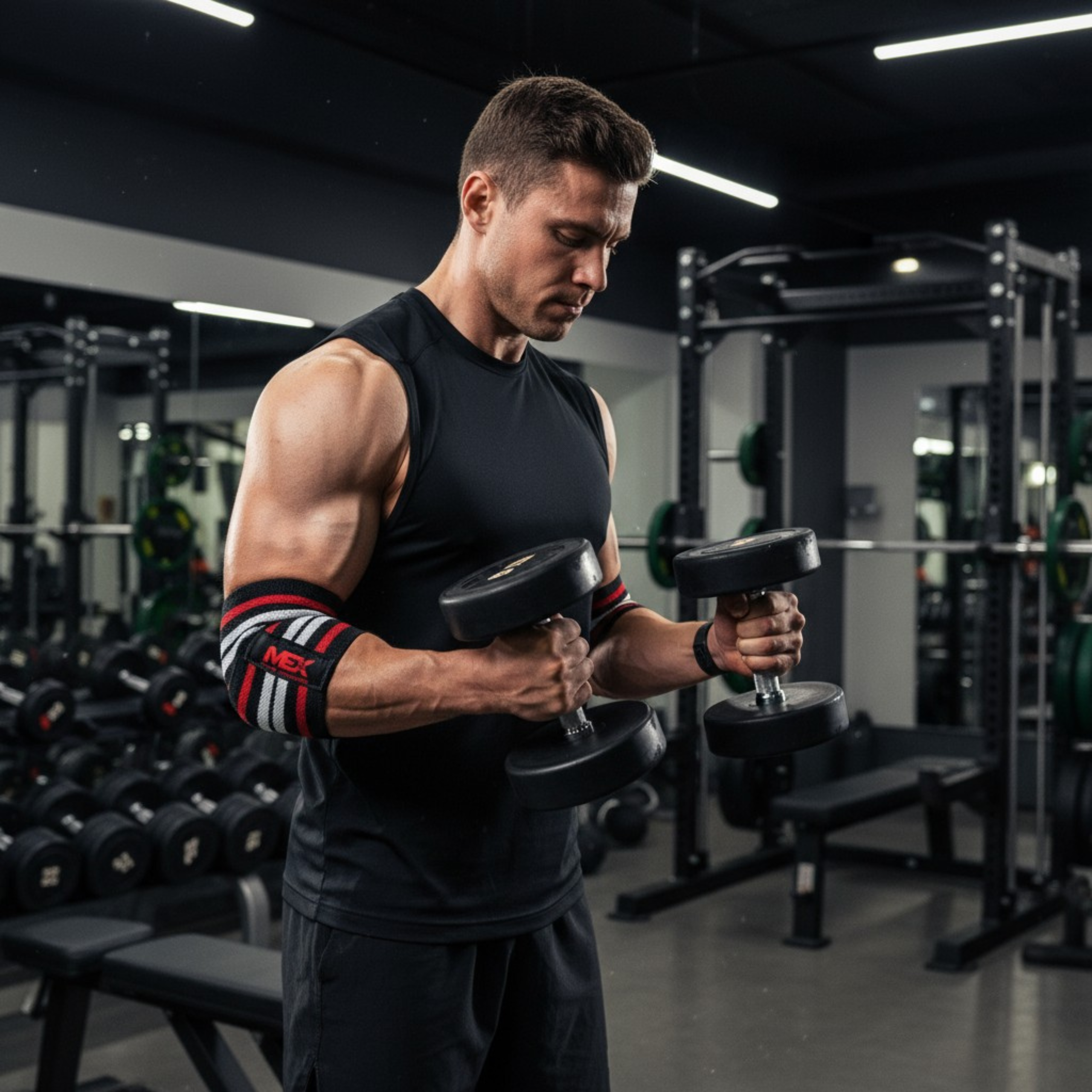 MEX SPORT - Elbow Wraps - Black/Red/White - 127cm