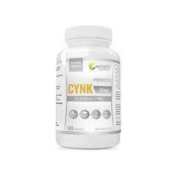 WISH Pharmaceutical Cynk Glukonian Cynku 15mg + Prebiotyk - 180caps