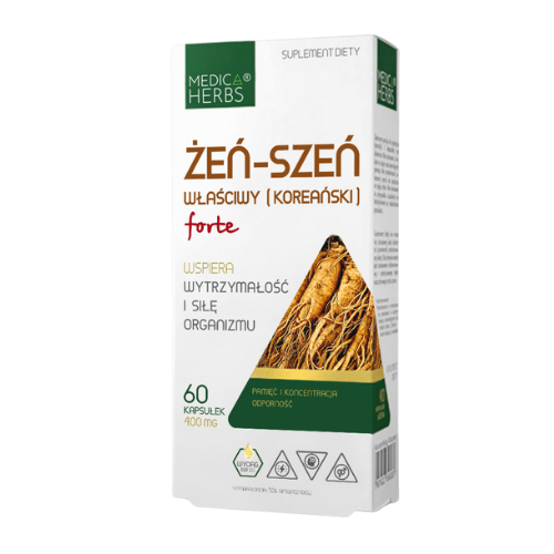 MEDICA HERBS - Żeń-Szeń Właściwy Koreański Forte 400mg - 2x 60caps.