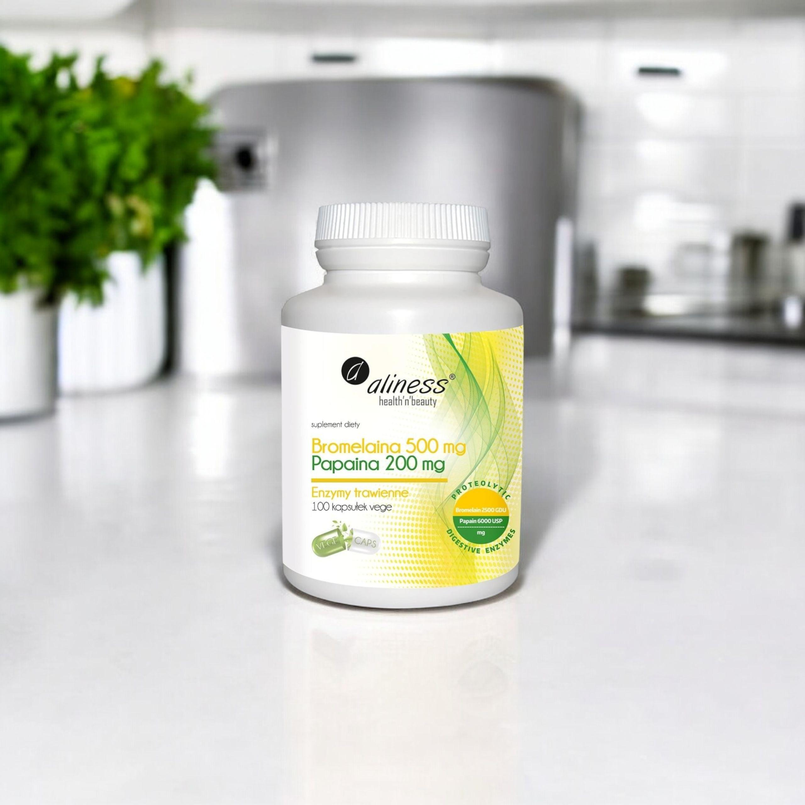 ALINESS - Bromelaina 500mg Papaina 200mg - 2x 100vcaps.