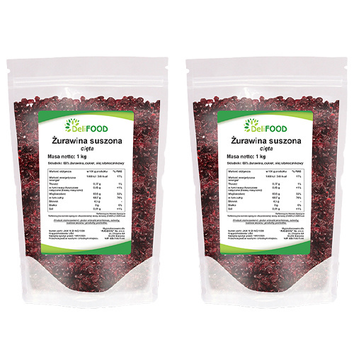 DELIFOOD Żurawina Suszona - 2x 1000g