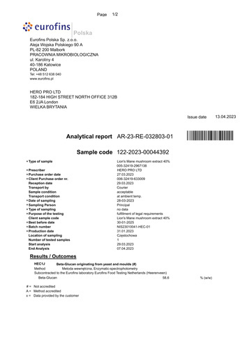 HIRO.LAB Lion's Mane Extract 25:1 500mg - 60vcaps