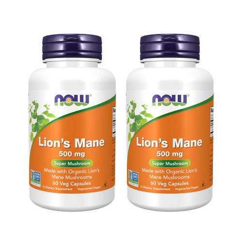 NOW - Lion's Mane Mushroom 500mg - 2x 60caps.