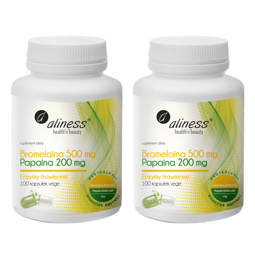 ALINESS - Bromelaina 500mg Papaina 200mg - 2x 100vcaps.