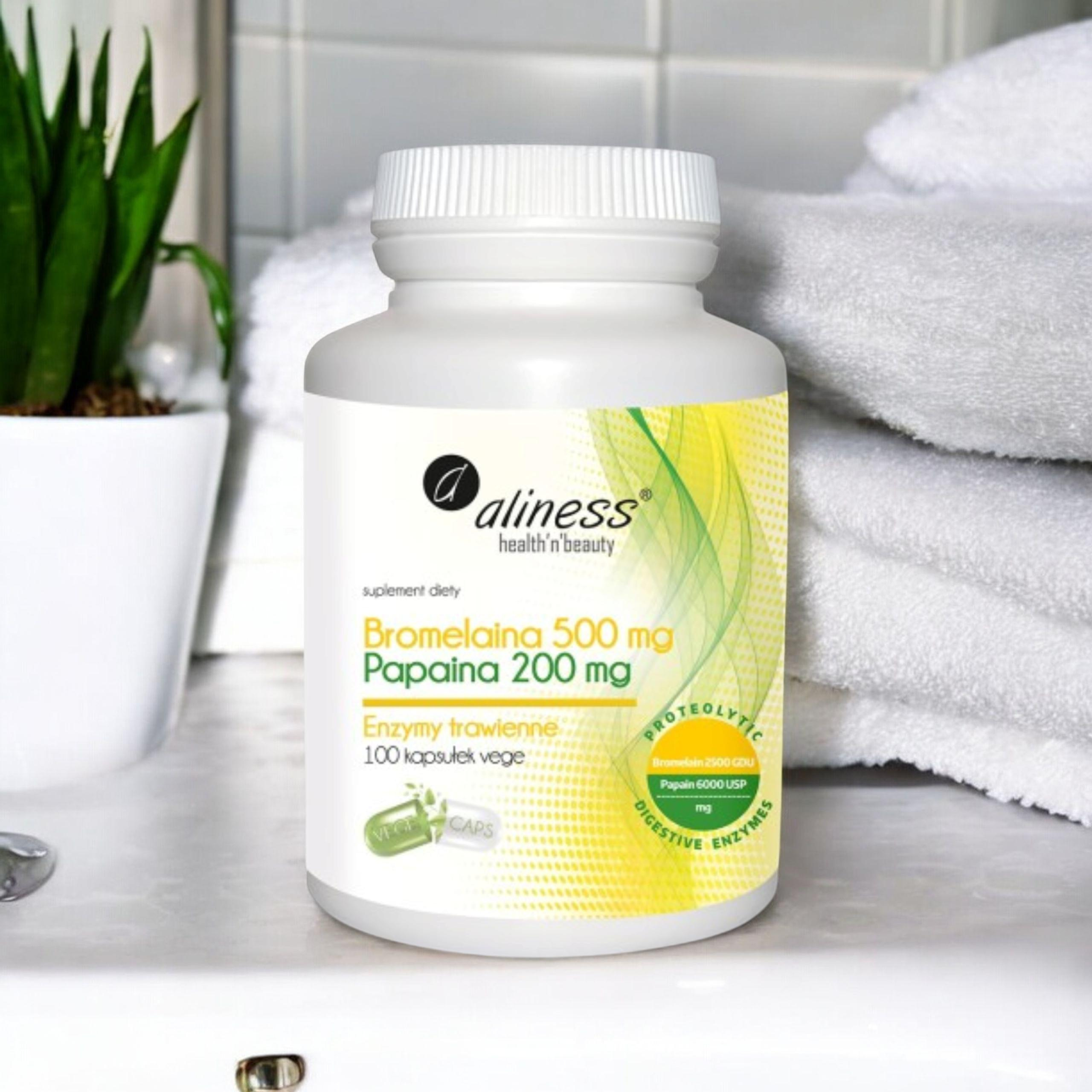 ALINESS - Bromelaina 500mg Papaina 200mg - 2x 100vcaps.