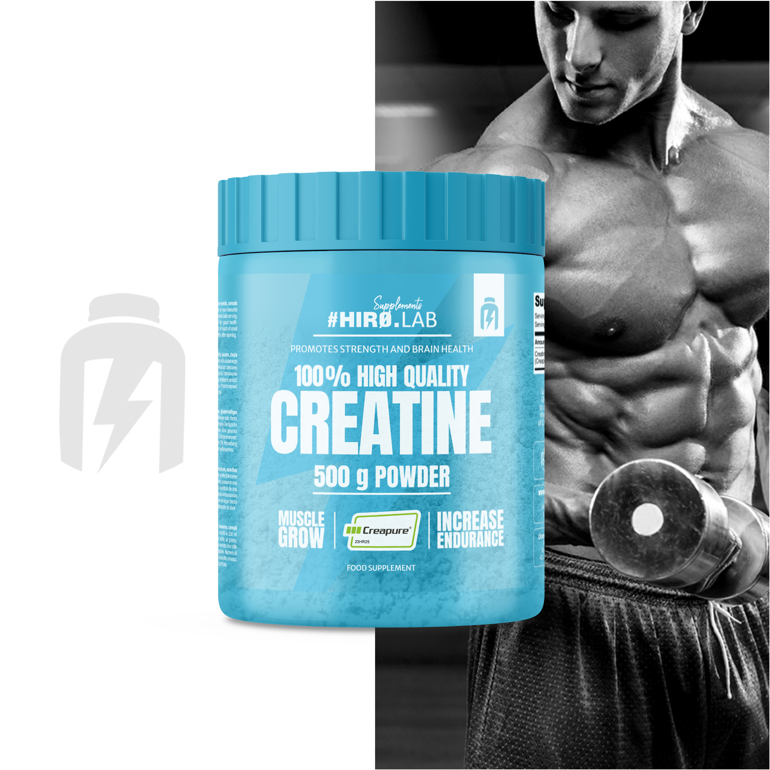 HIRO.LAB - 100% Creatine Creapure® – 500g - WYPRZEDAŻ - 31-07