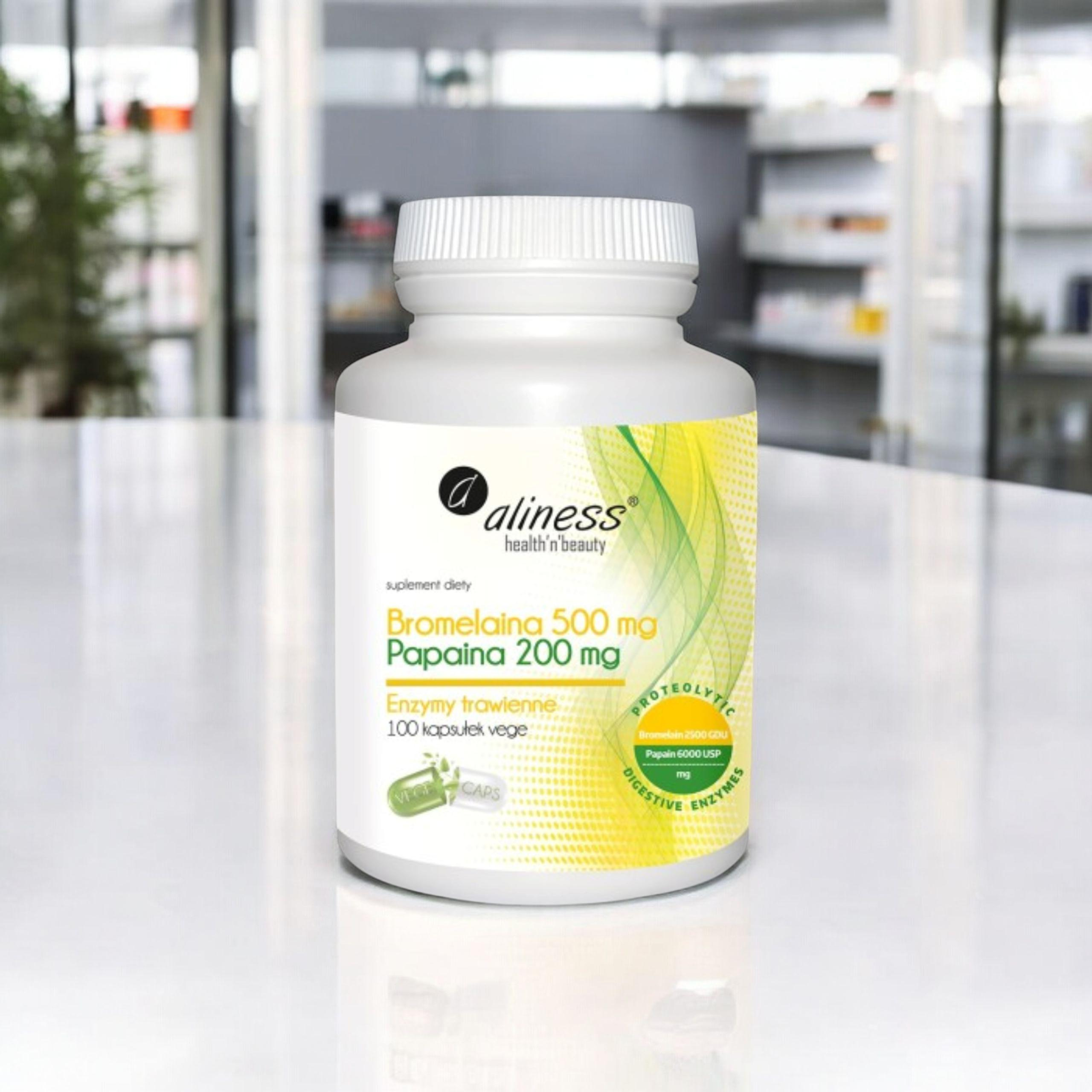 ALINESS - Bromelaina 500mg Papaina 200mg - 100vcaps.