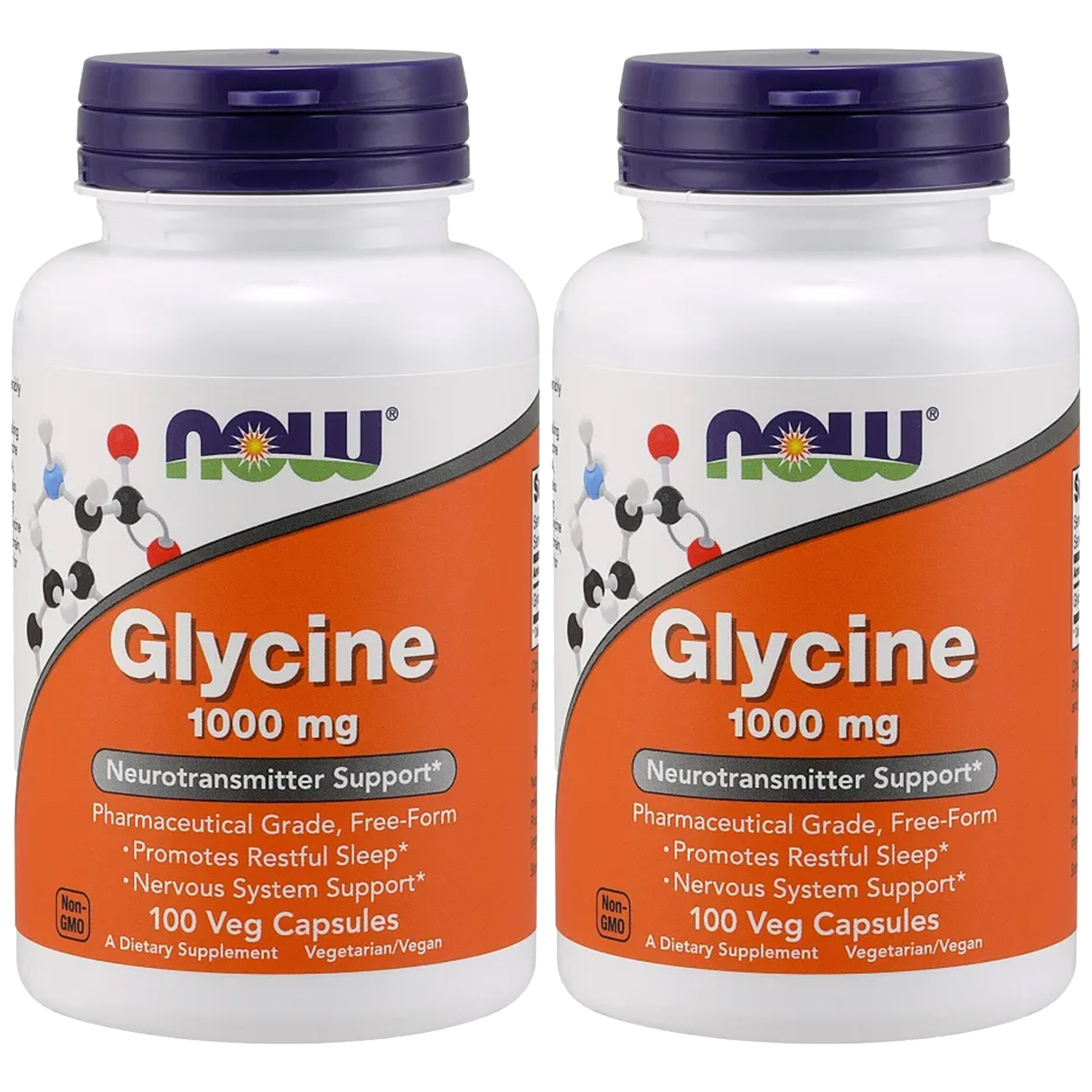 NOW Glycine 1000mg - 2x 100vcaps.