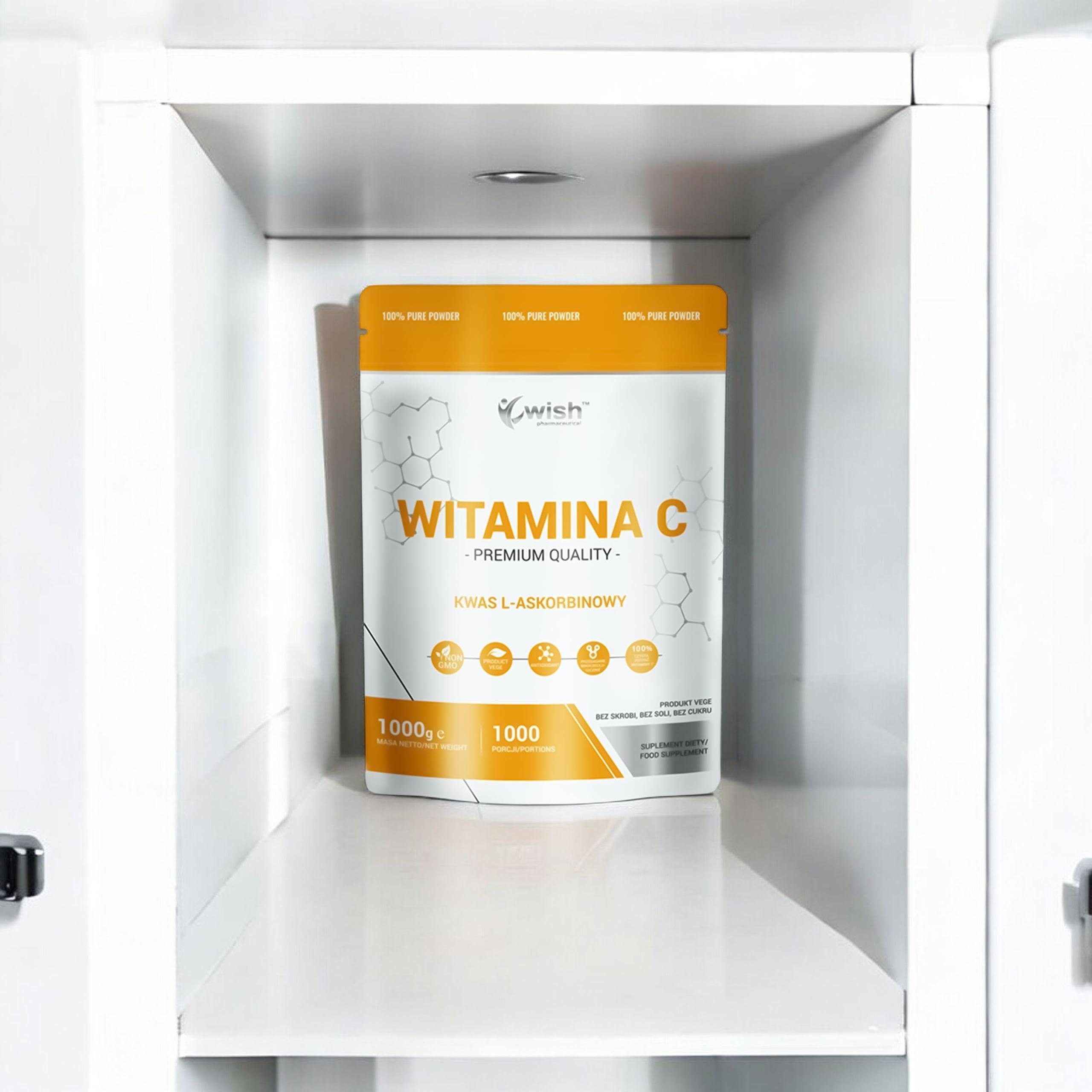 WISH Pharmaceutical Vitamin C 1000mg (Kwas L-Askorbinowy) - 3x 1000g