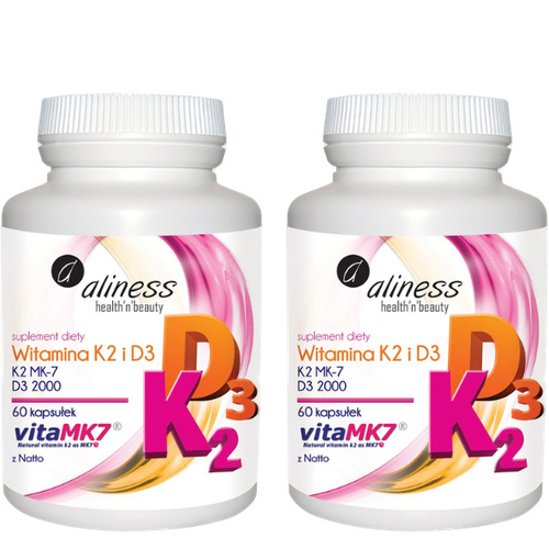ALINESS - Witamina K2 MK-7 100mcg + D3 50mcg - 2x 60caps.