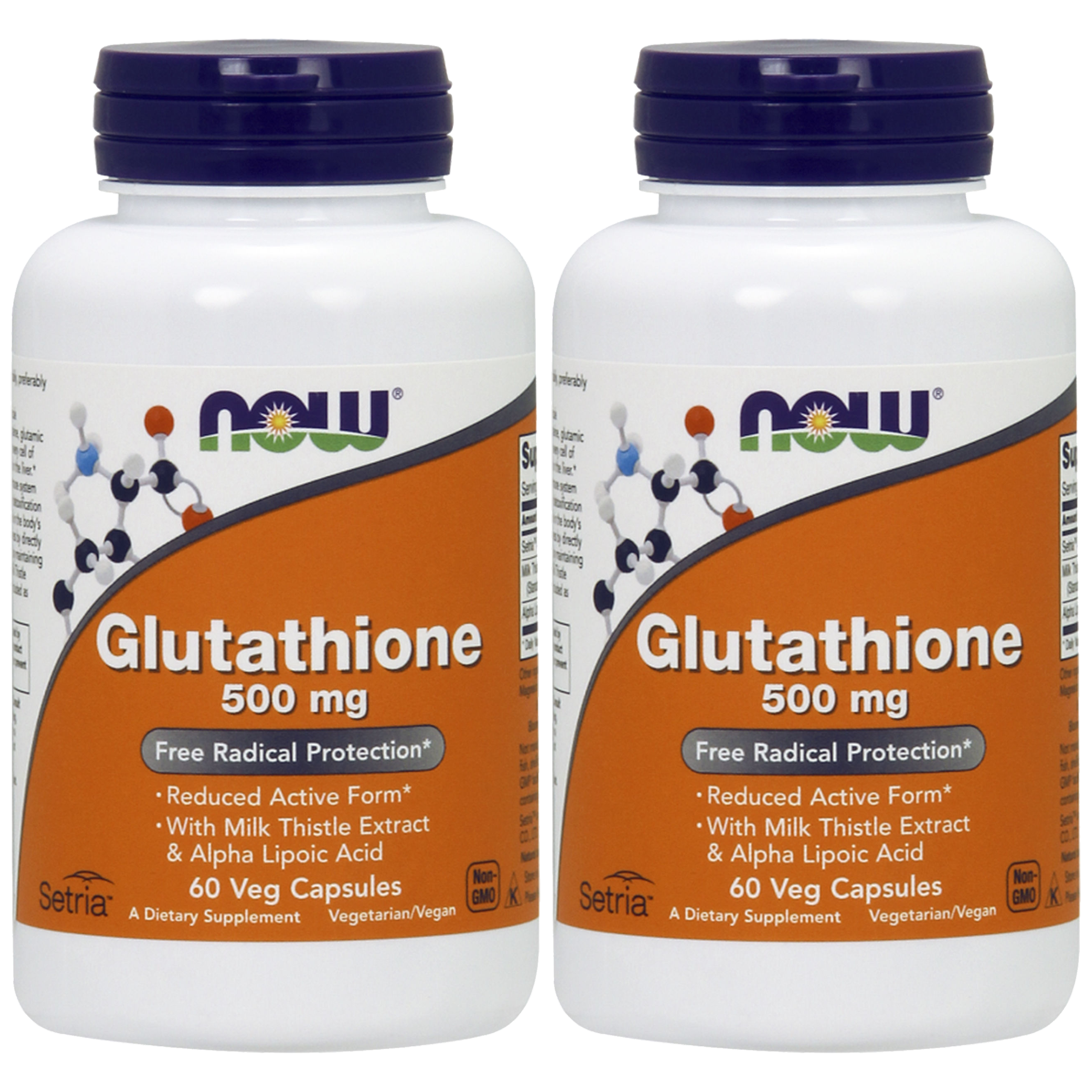 NOW Glutathione 500mg - 2x 60vcaps.