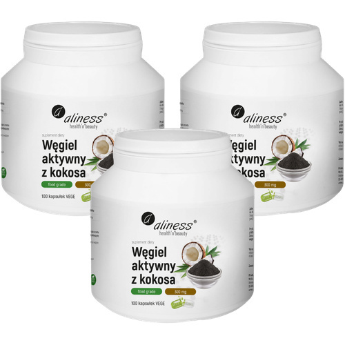 ALINESS - Węgiel Aktywny z Kokosa - 200g x3