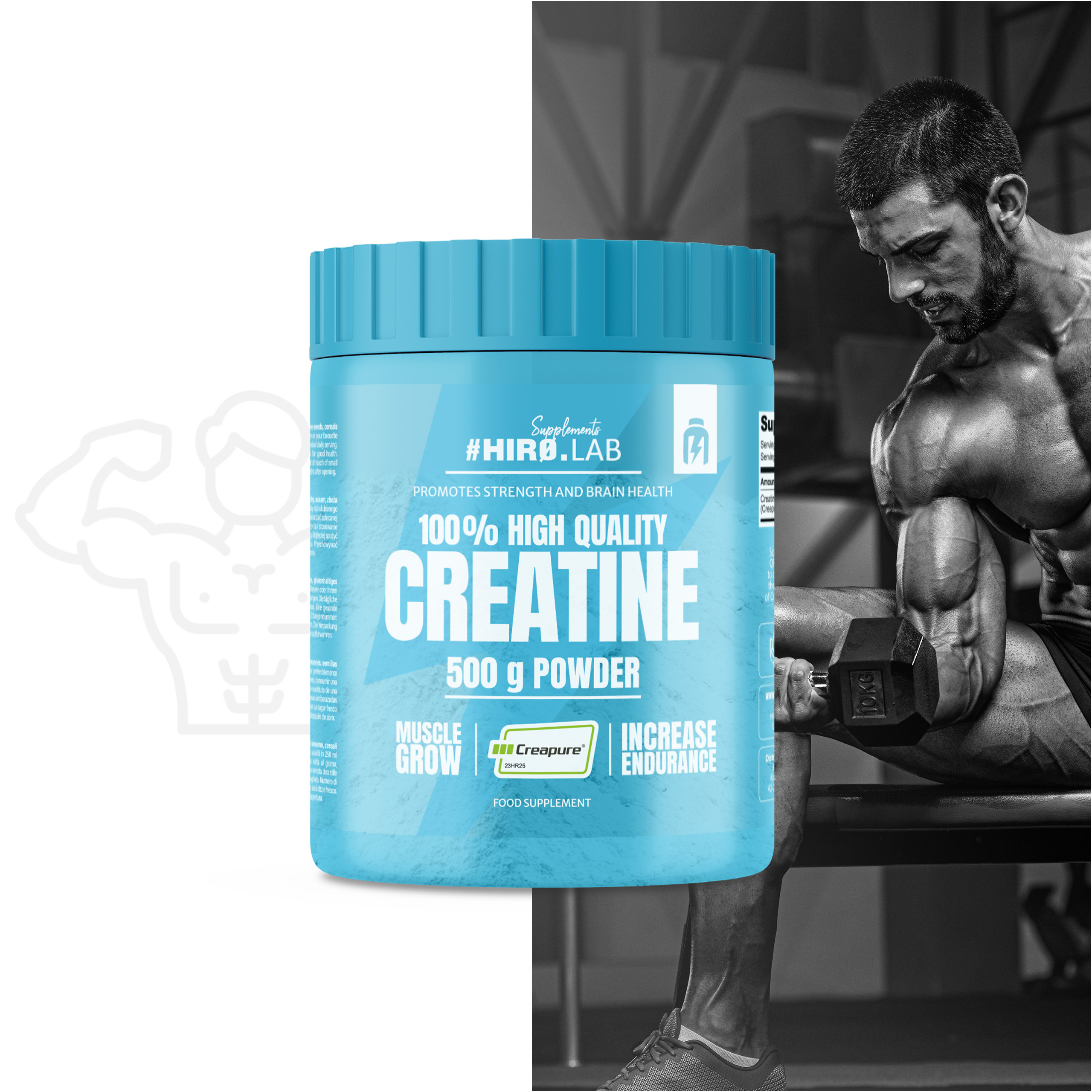 HIRO.LAB - 100% Creatine Creapure® – 500g - WYPRZEDAŻ - 31-07