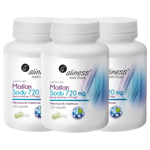 Maślan Sodu 720mg Kwas Masłowy 170mg. - 3x 100caps.